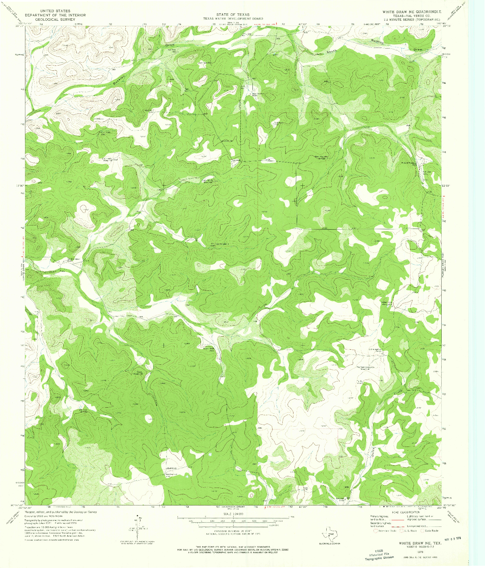 USGS 1:24000-SCALE QUADRANGLE FOR WHITE DRAW NE, TX 1973