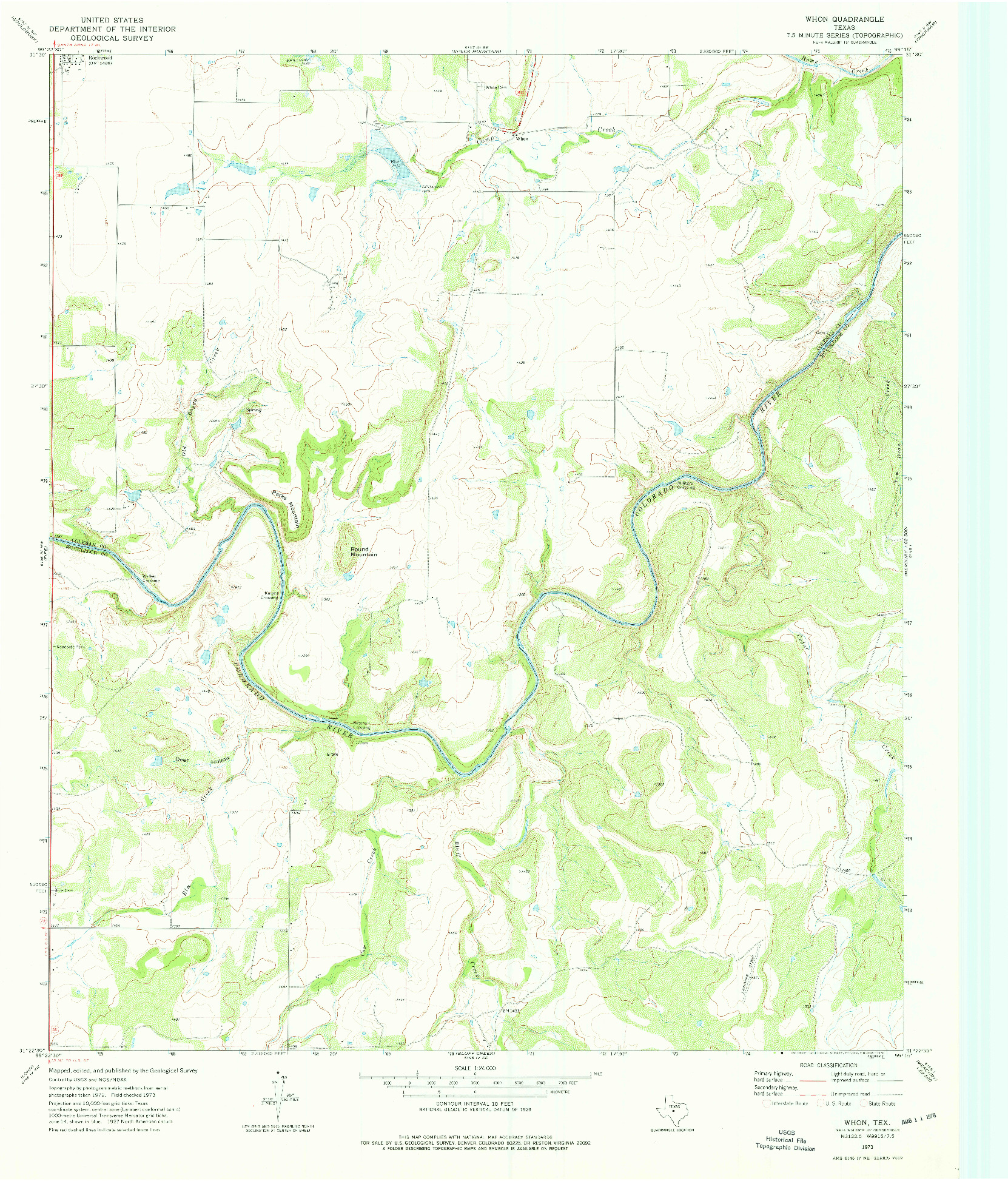 USGS 1:24000-SCALE QUADRANGLE FOR WHON, TX 1973