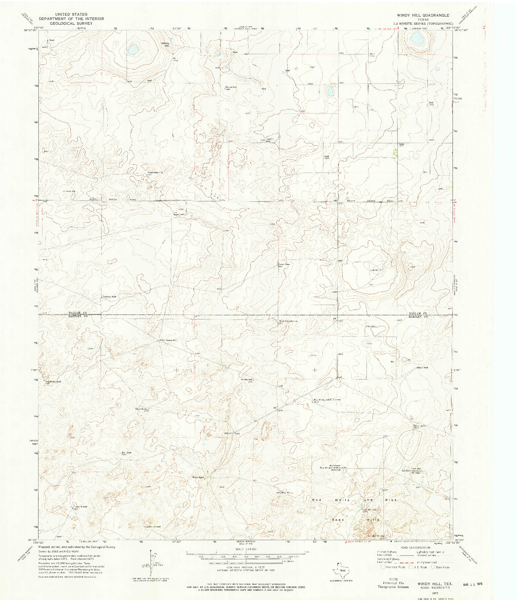 USGS 1:24000-SCALE QUADRANGLE FOR WINDY HILL, TX 1973