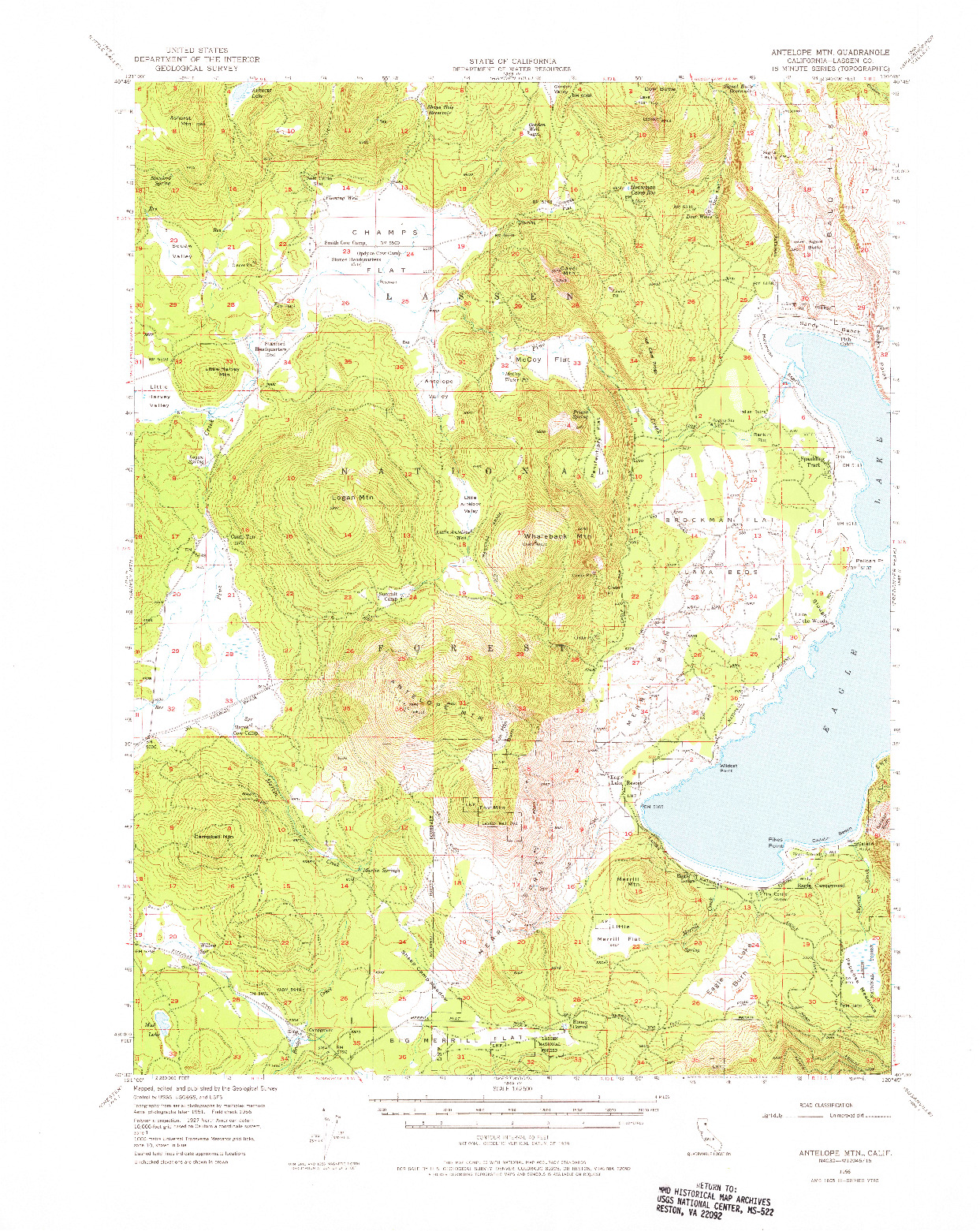 USGS 1:62500-SCALE QUADRANGLE FOR ANTELOPE MTN, CA 1956
