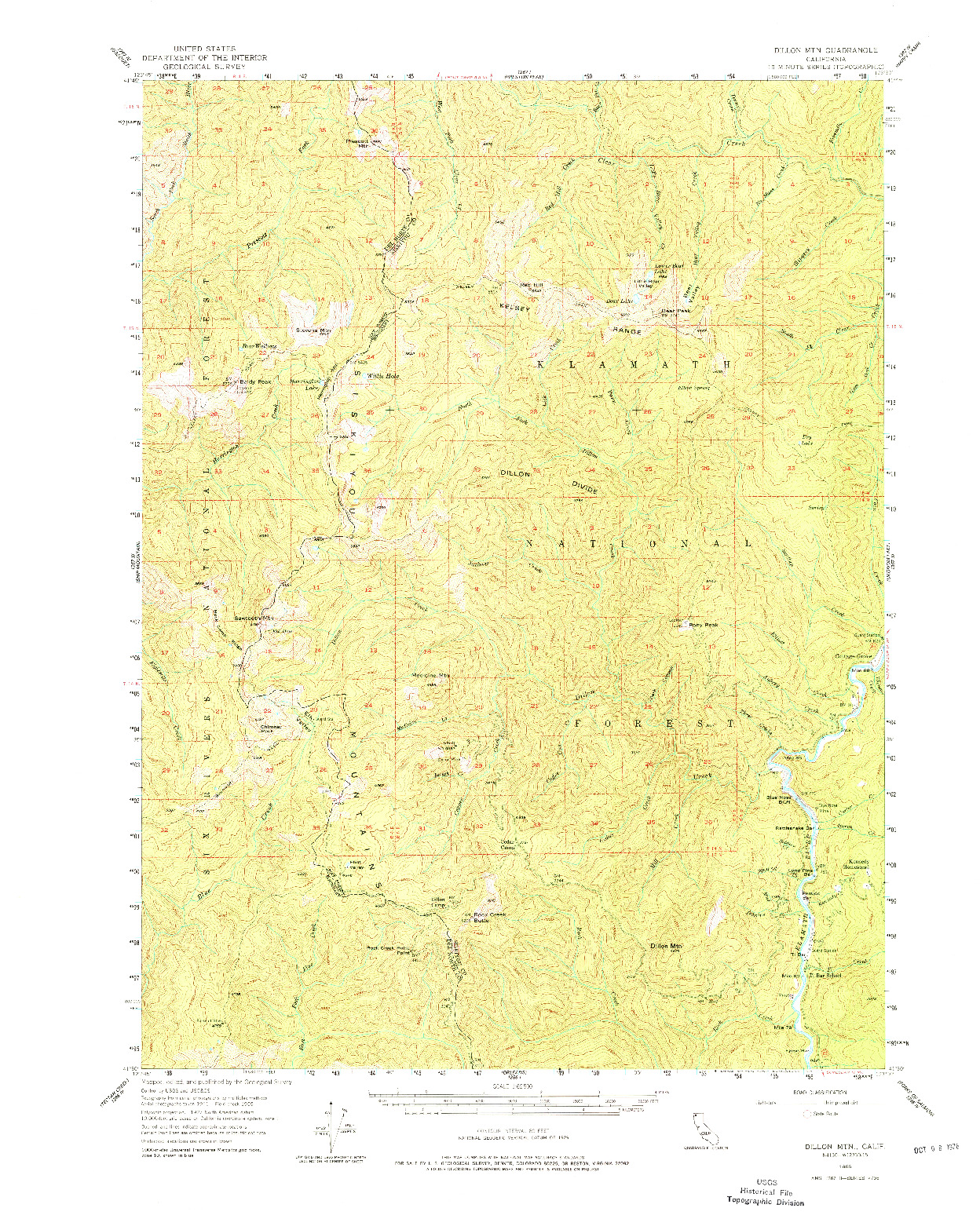 USGS 1:62500-SCALE QUADRANGLE FOR DILLON MTN, CA 1955