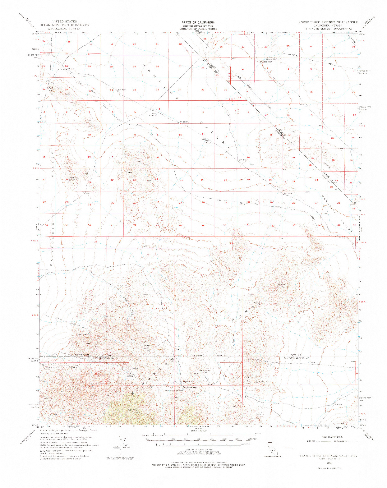 USGS 1:62500-SCALE QUADRANGLE FOR HORSE THIEF SPRINGS, CA 1956