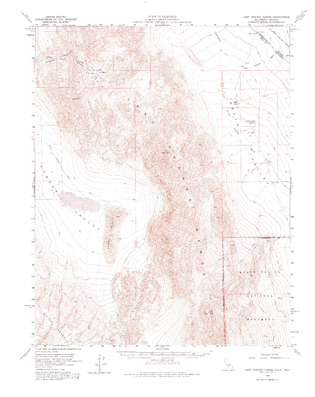 USGS 1:62500-SCALE QUADRANGLE FOR LAST CHANCE RANGE, CA 1958