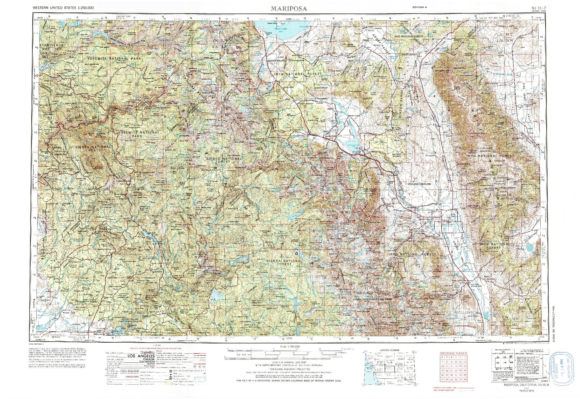 USGS 1:250000-SCALE QUADRANGLE FOR MARIPOSA, CA 1957