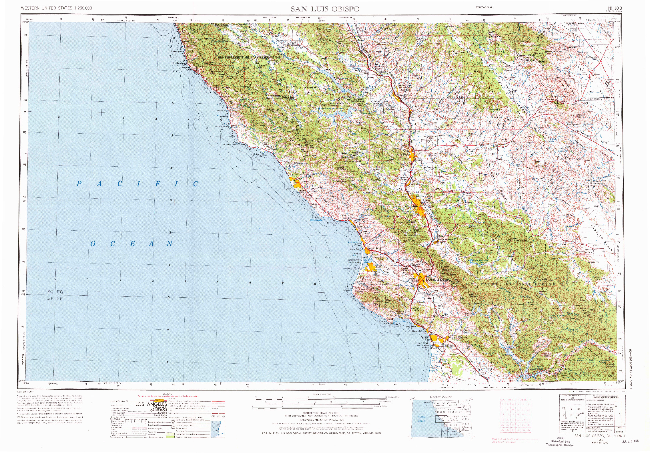 USGS 1:250000-SCALE QUADRANGLE FOR SAN LUIS OBISPO, CA 1956