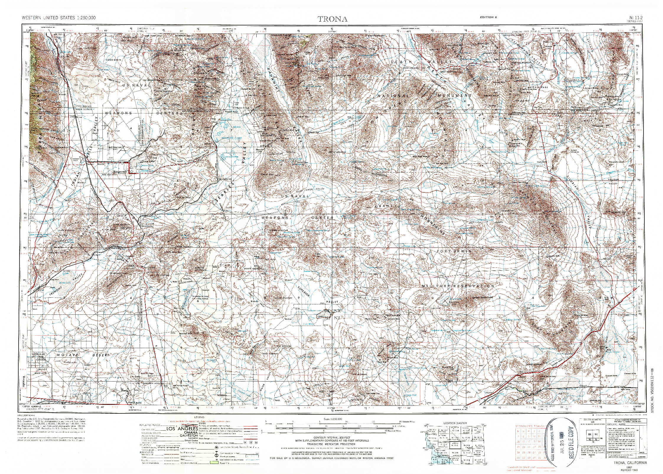 USGS 1:250000-SCALE QUADRANGLE FOR TRONA, CA 1957