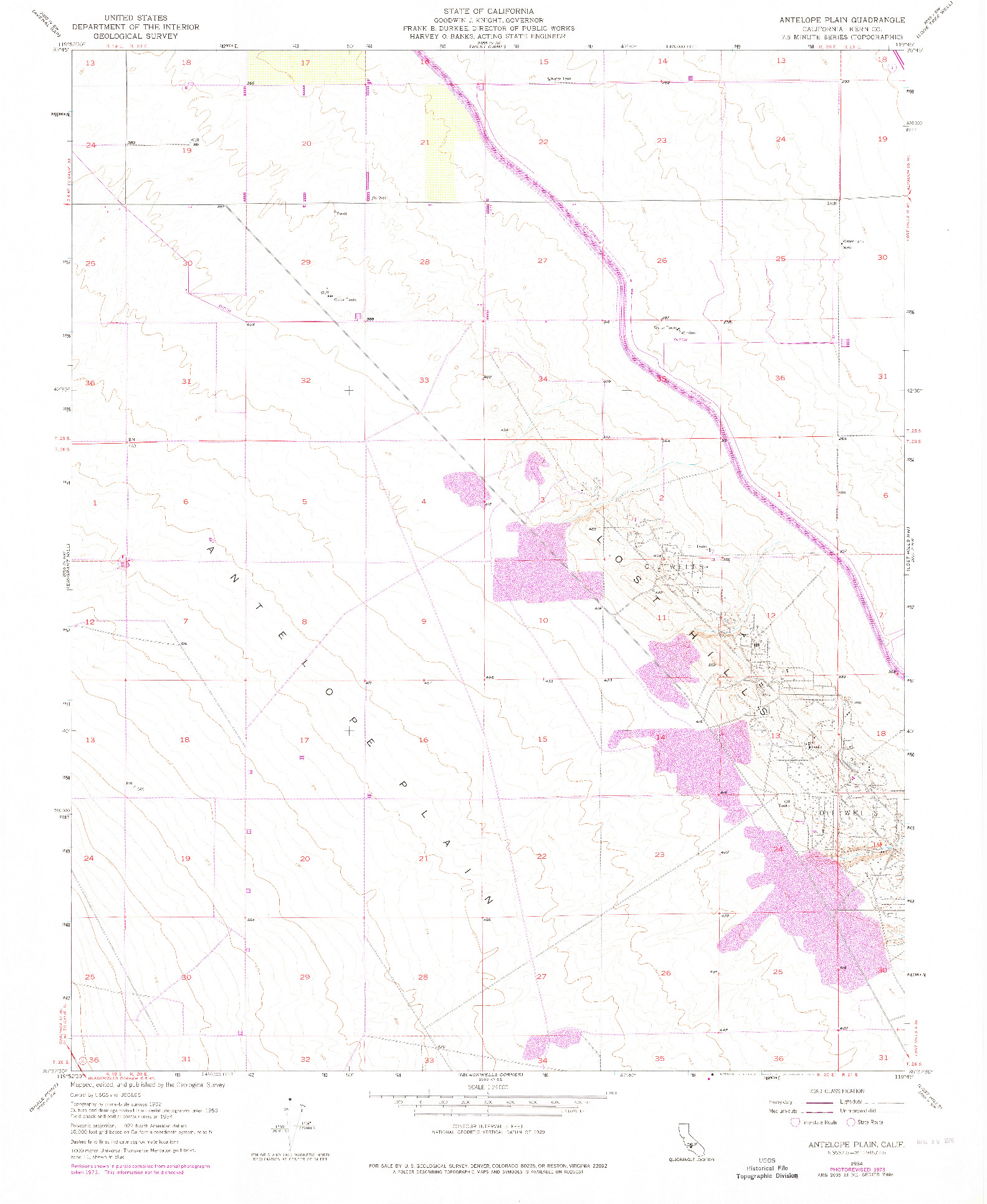 USGS 1:24000-SCALE QUADRANGLE FOR ANTELOPE PLAIN, CA 1954