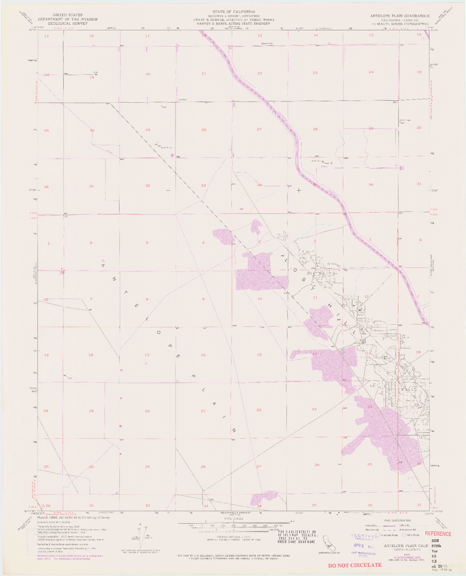 USGS 1:24000-SCALE QUADRANGLE FOR ANTELOPE PLAIN, CA 1954