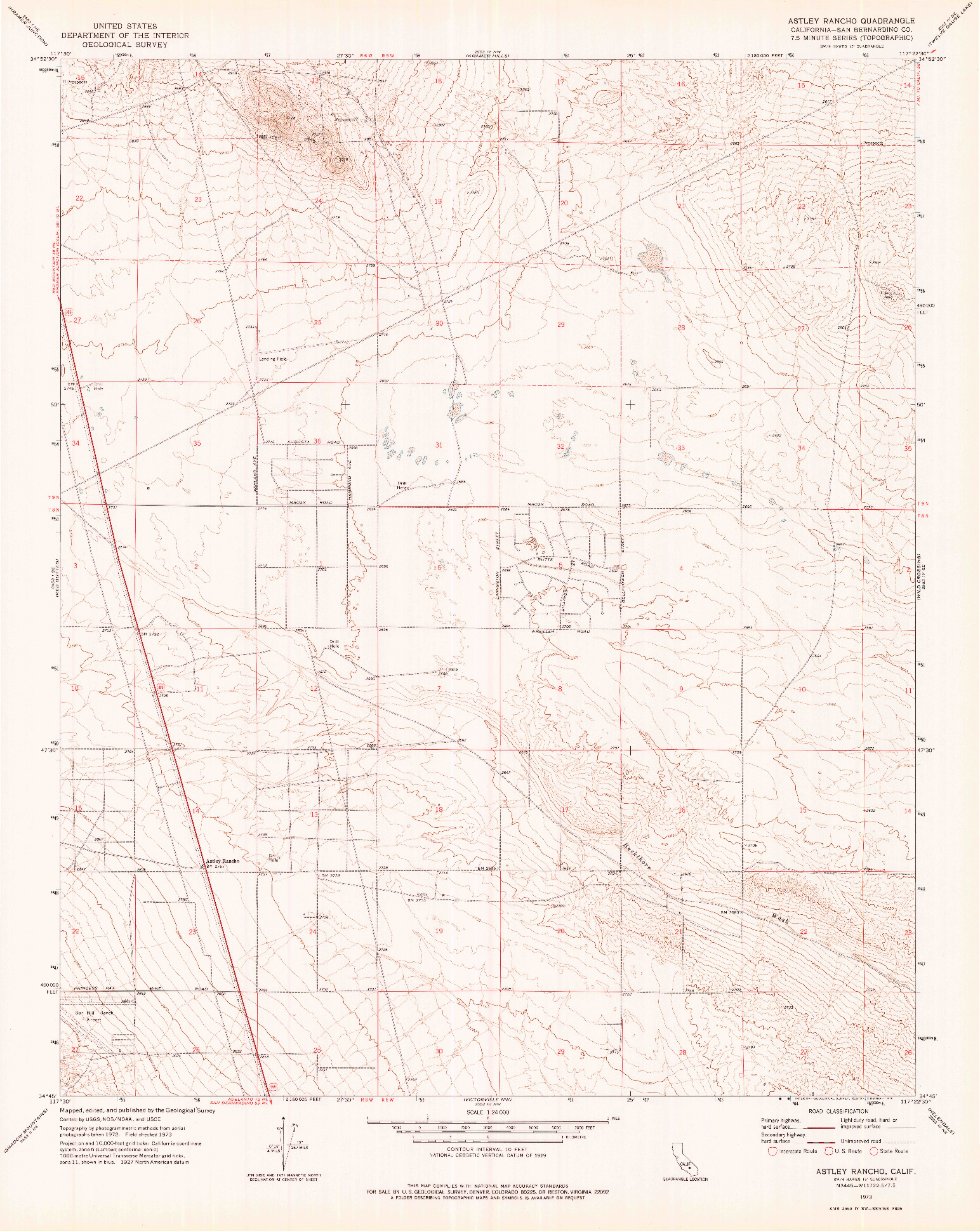 USGS 1:24000-SCALE QUADRANGLE FOR ASTLEY RANCHO, CA 1973