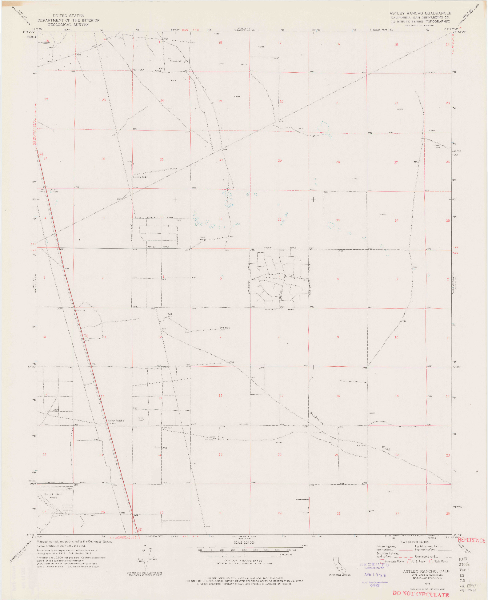USGS 1:24000-SCALE QUADRANGLE FOR ASTLEY RANCHO, CA 1973