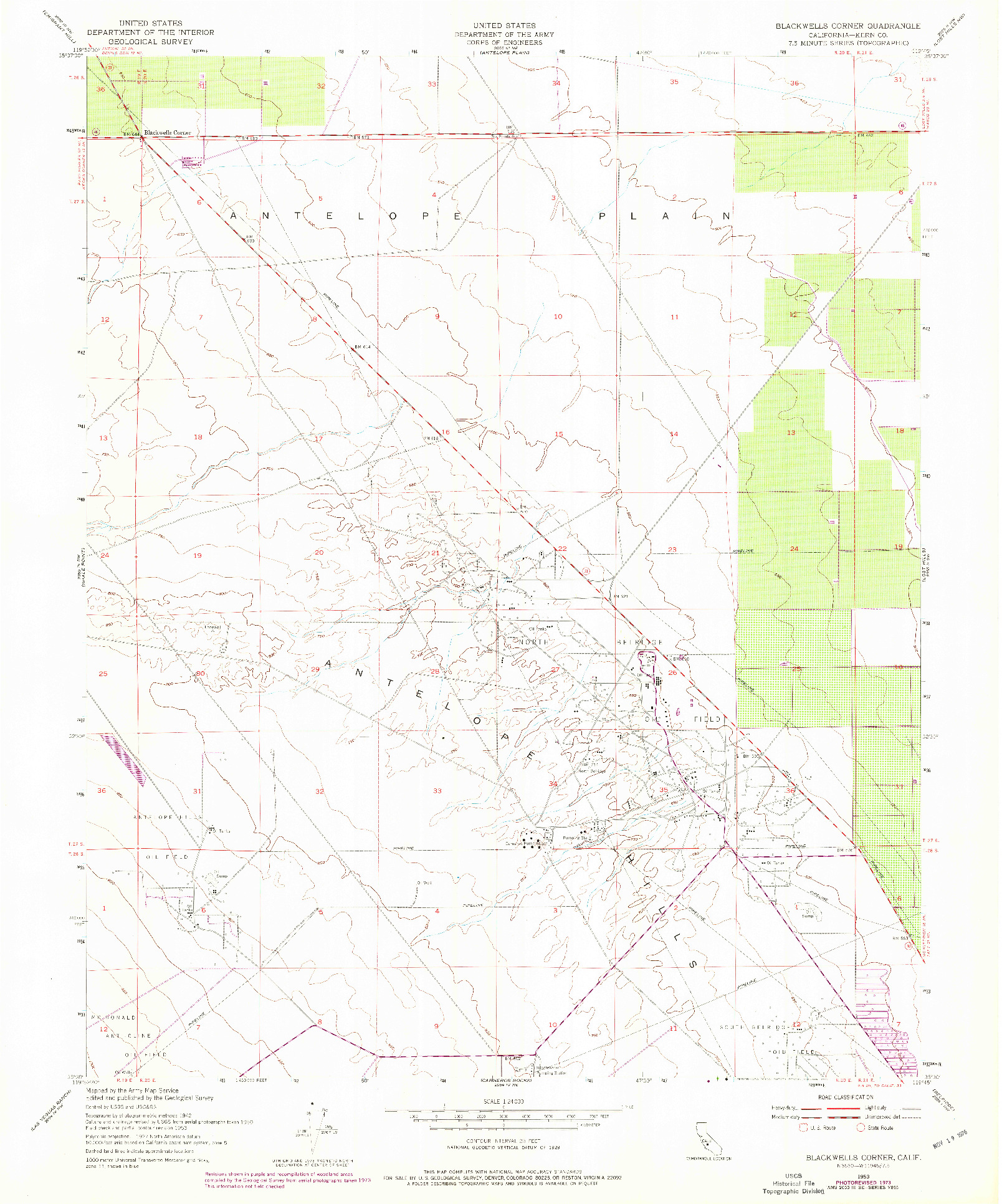 USGS 1:24000-SCALE QUADRANGLE FOR BLACKWELLS CORNER, CA 1953