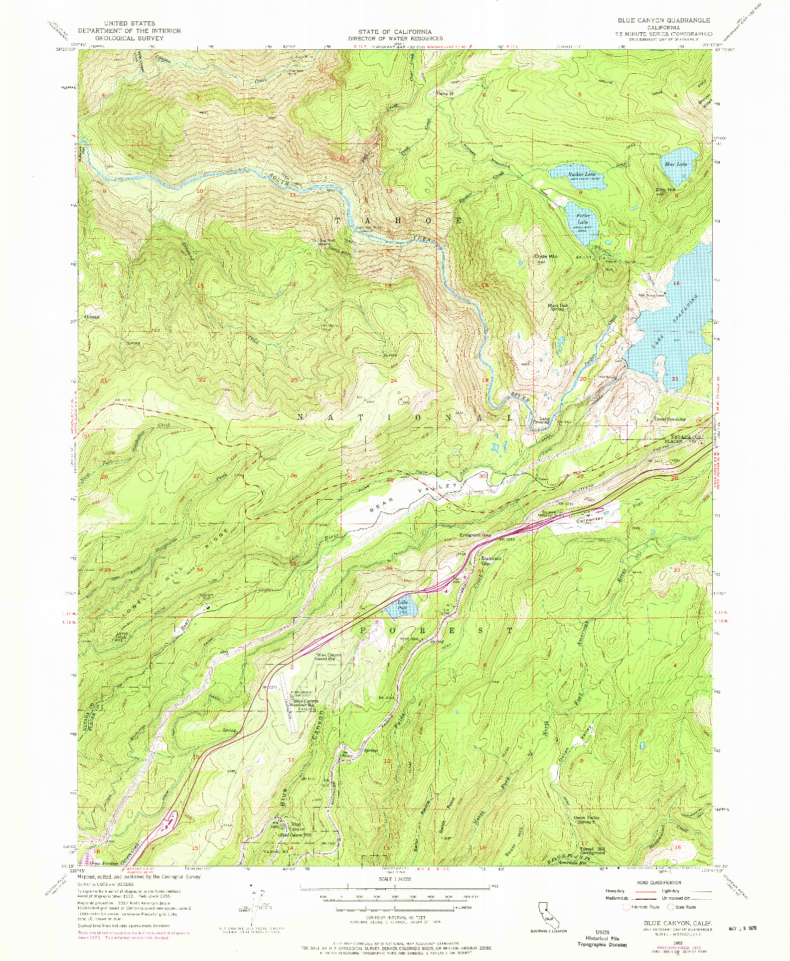 USGS 1:24000-SCALE QUADRANGLE FOR BLUE CANYON, CA 1955