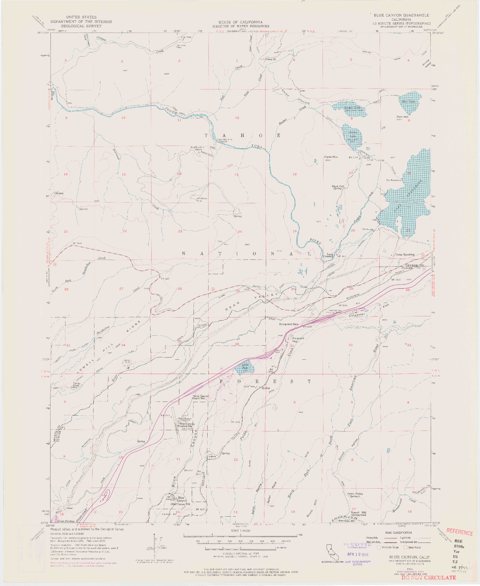 USGS 1:24000-SCALE QUADRANGLE FOR BLUE CANYON, CA 1955