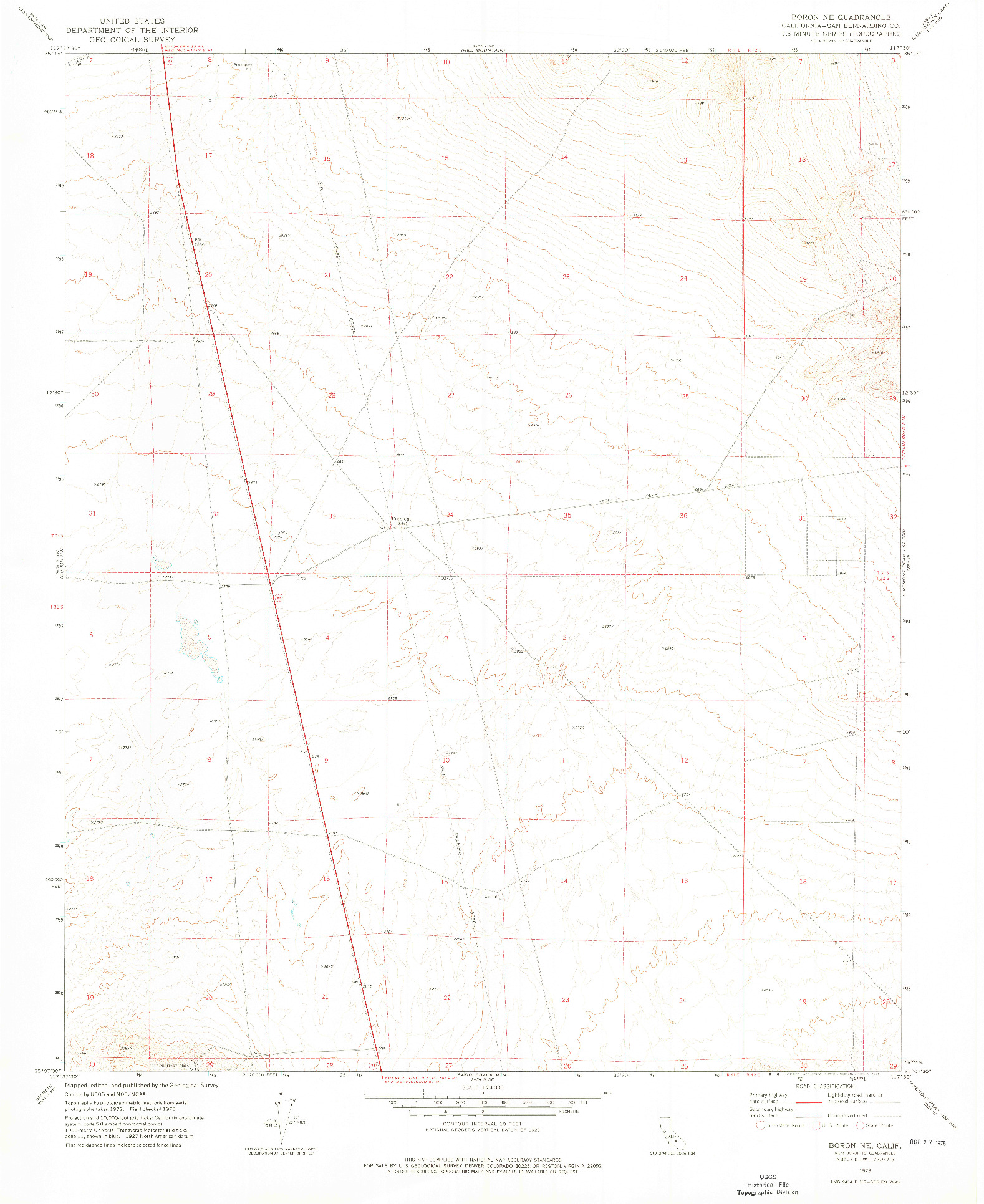USGS 1:24000-SCALE QUADRANGLE FOR BORON NE, CA 1973