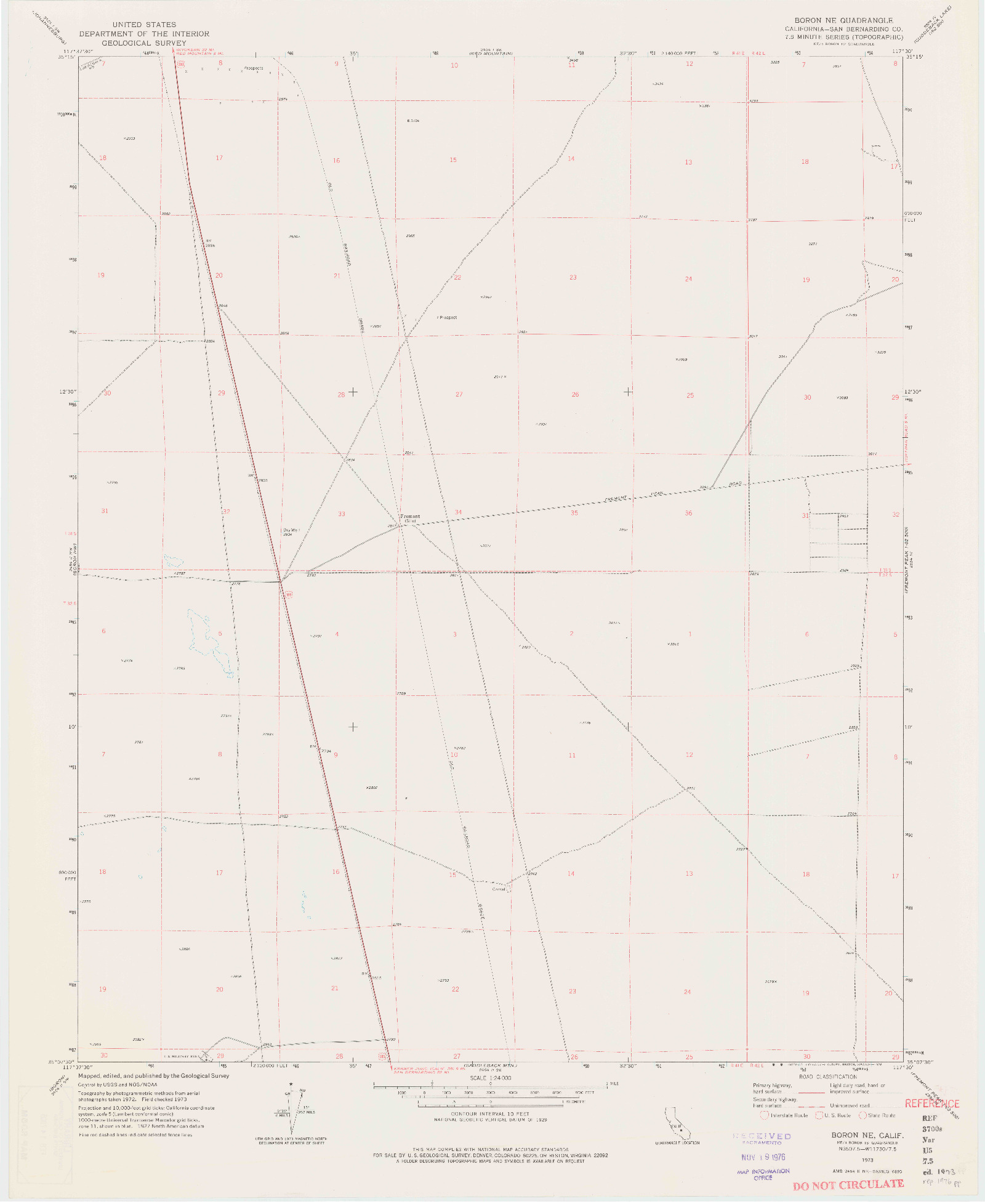 USGS 1:24000-SCALE QUADRANGLE FOR BORON NE, CA 1973