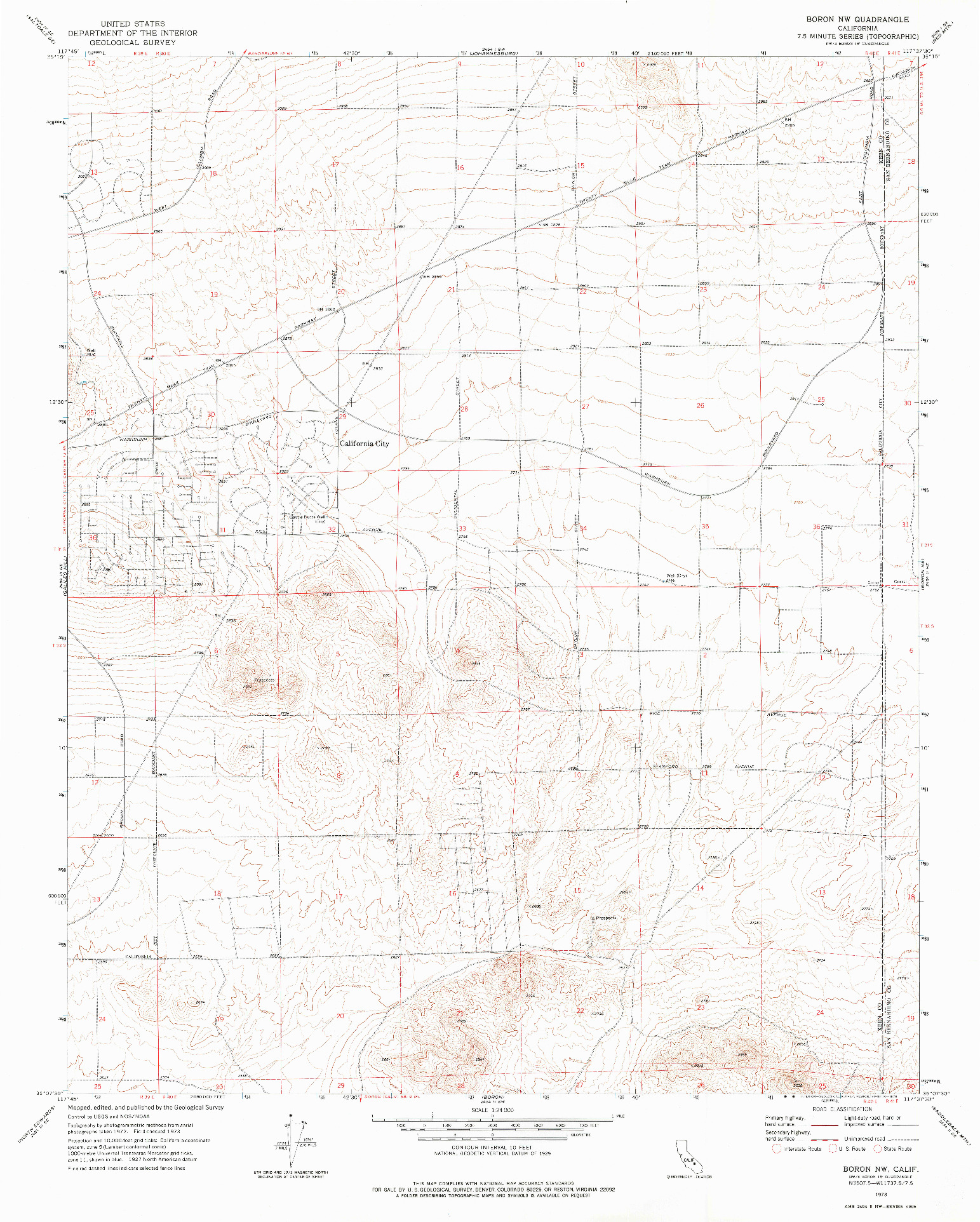 USGS 1:24000-SCALE QUADRANGLE FOR BORON NW, CA 1973