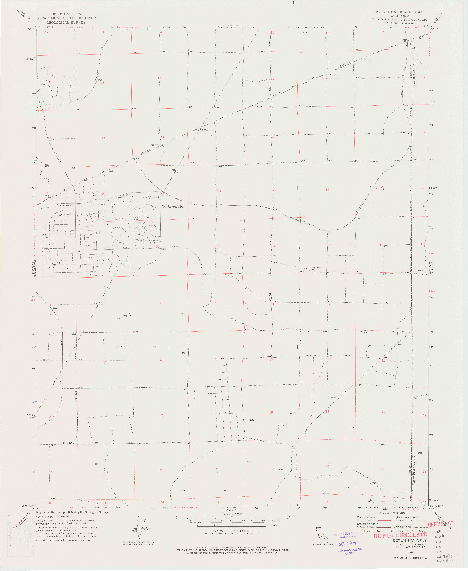 USGS 1:24000-SCALE QUADRANGLE FOR BORON NW, CA 1973