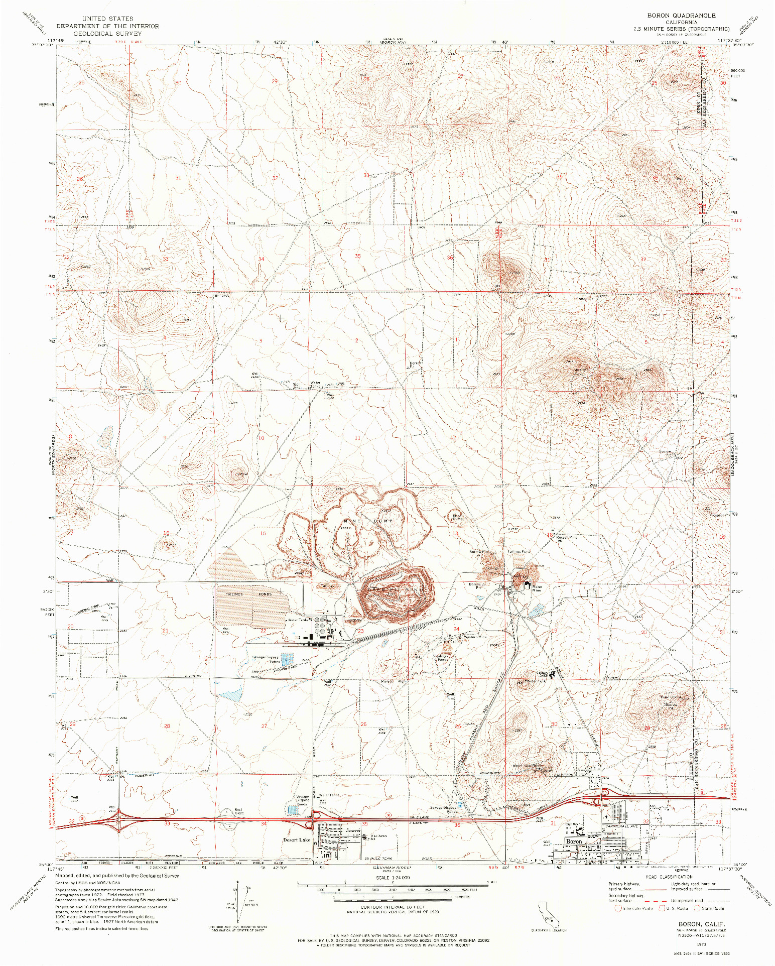USGS 1:24000-SCALE QUADRANGLE FOR BORON, CA 1973