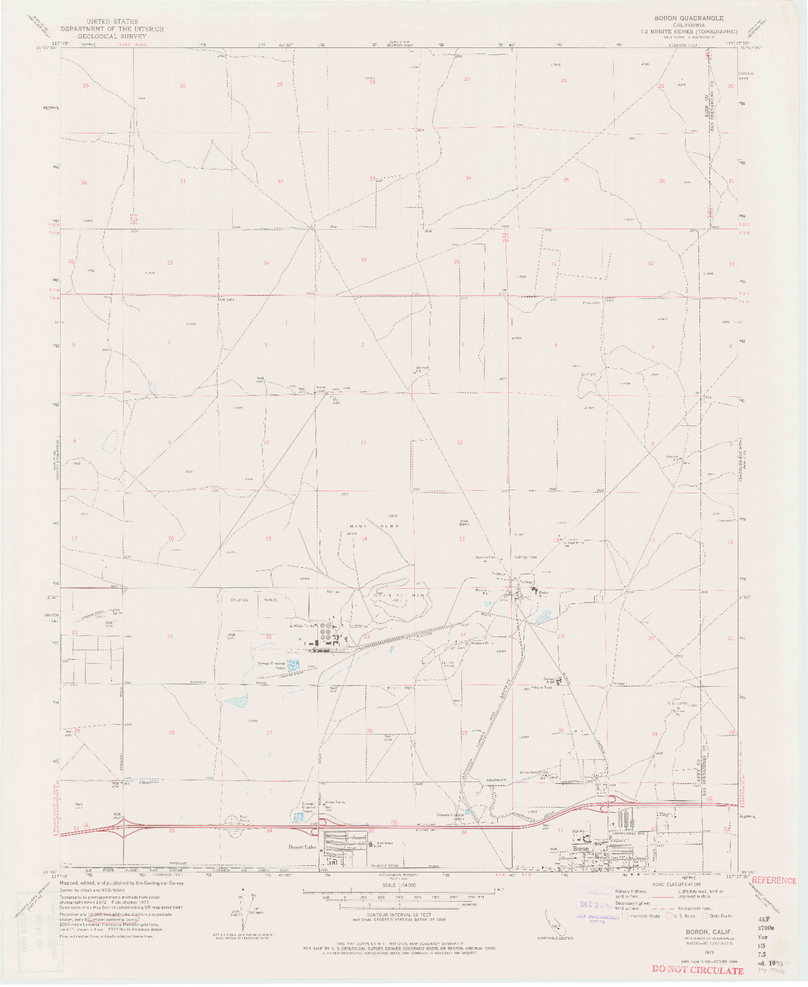 USGS 1:24000-SCALE QUADRANGLE FOR BORON, CA 1973