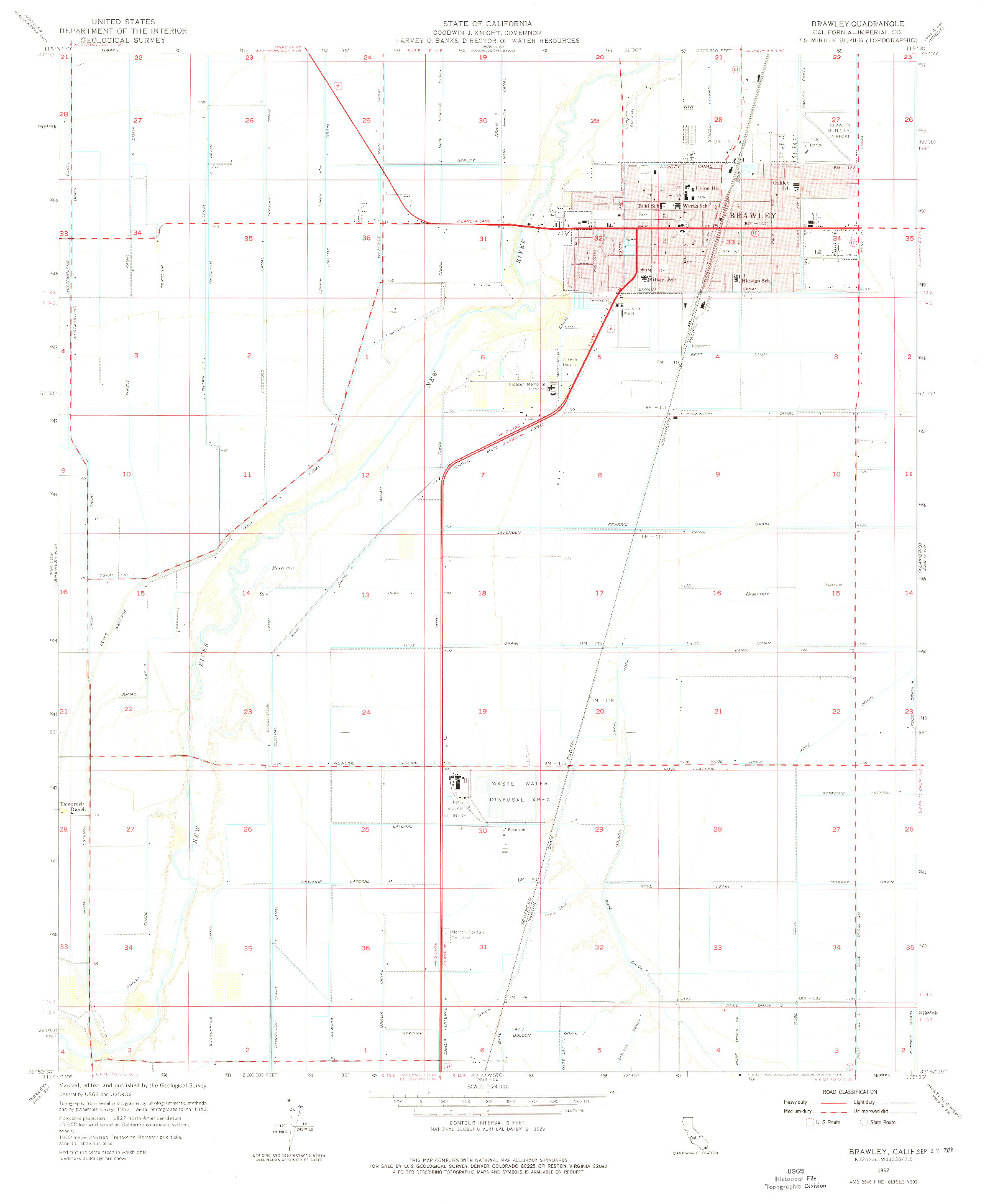 USGS 1:24000-SCALE QUADRANGLE FOR BRAWLEY, CA 1957