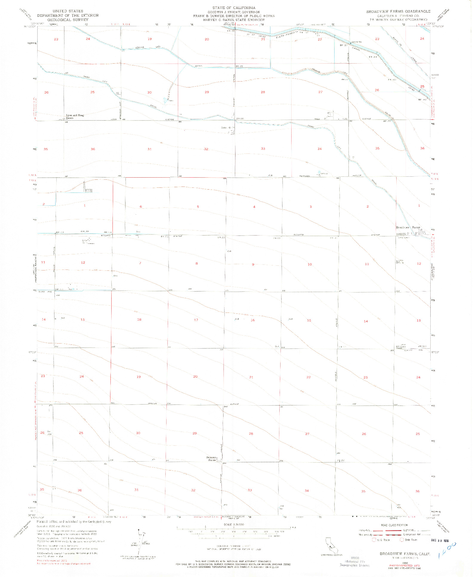 USGS 1:24000-SCALE QUADRANGLE FOR BROADVIEW FARMS, CA 1955