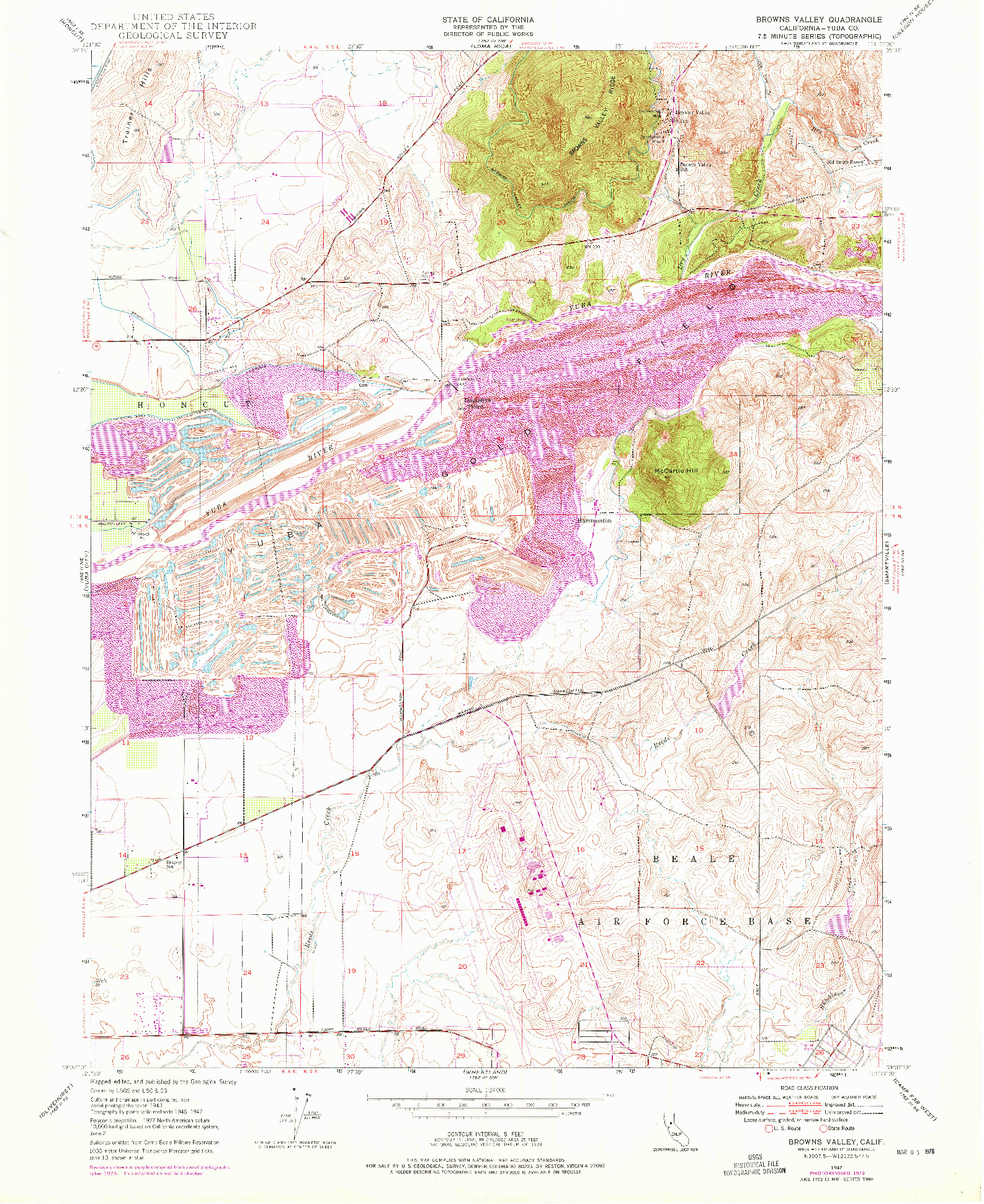 USGS 1:24000-SCALE QUADRANGLE FOR BROWNS VALLEY, CA 1947