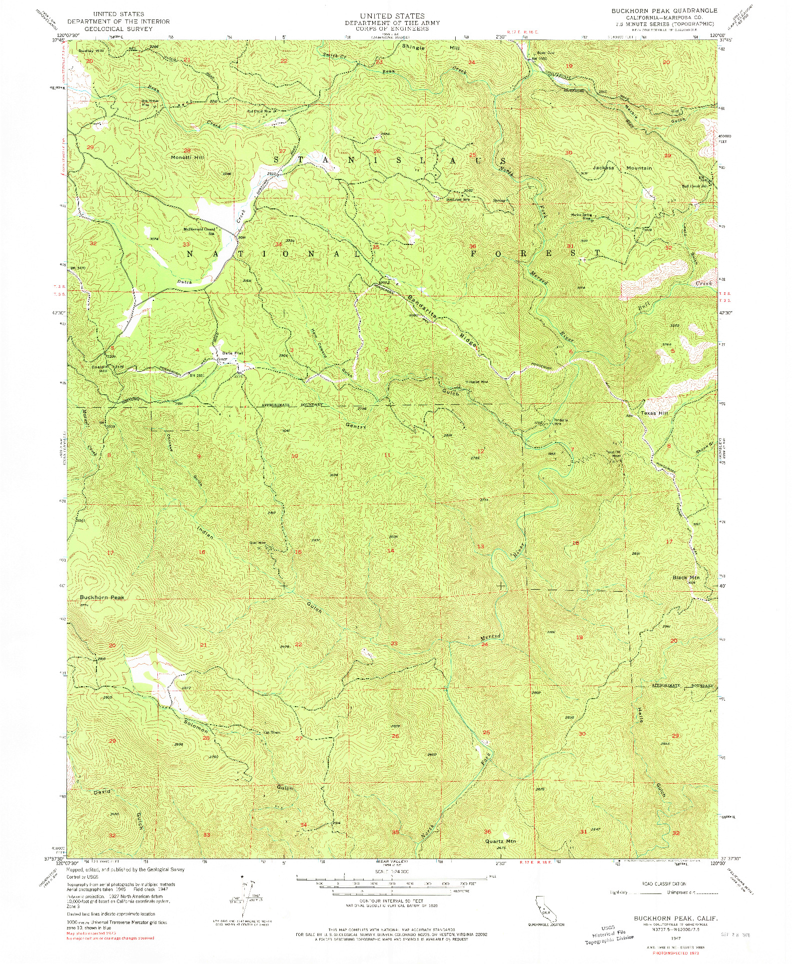 USGS 1:24000-SCALE QUADRANGLE FOR BUCKHORN PEAK, CA 1947