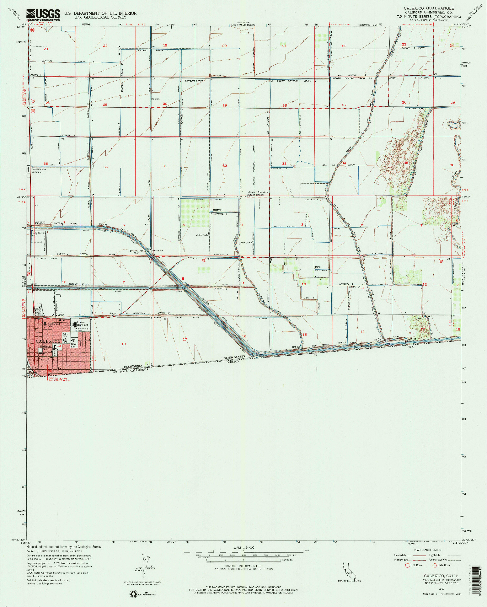 USGS 1:24000-SCALE QUADRANGLE FOR CALEXICO, CA 1957