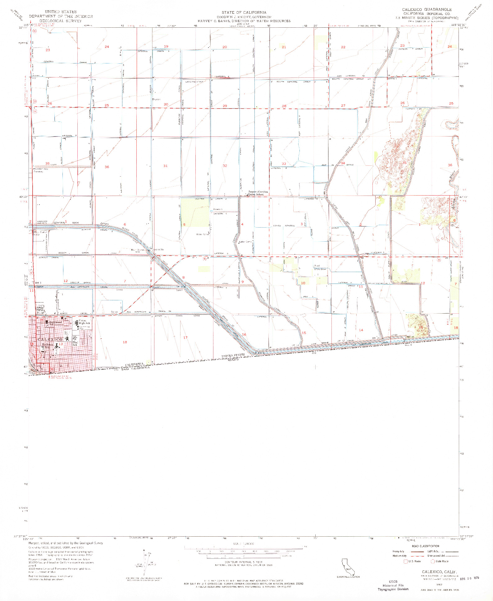 USGS 1:24000-SCALE QUADRANGLE FOR CALEXICO, CA 1957