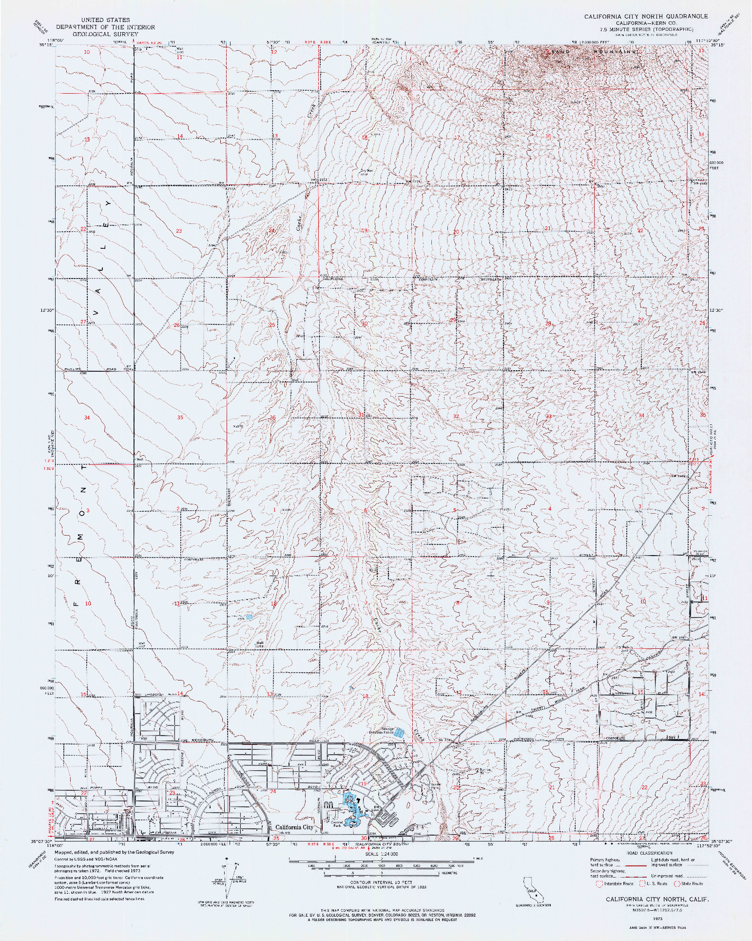 USGS 1:24000-SCALE QUADRANGLE FOR CALIFORNIA CITY NORTH, CA 1973