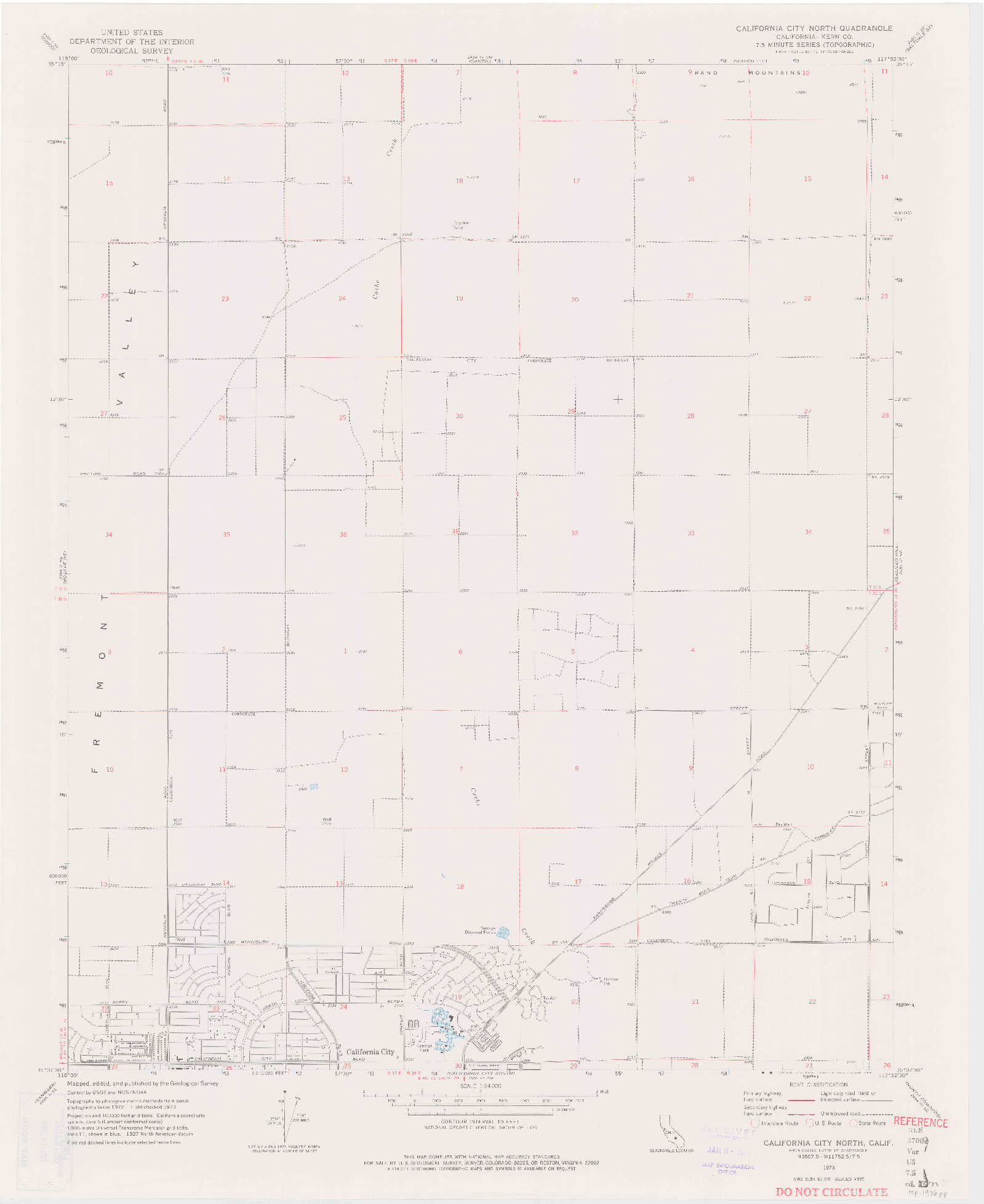 USGS 1:24000-SCALE QUADRANGLE FOR CALIFORNIA CITY NORTH, CA 1973