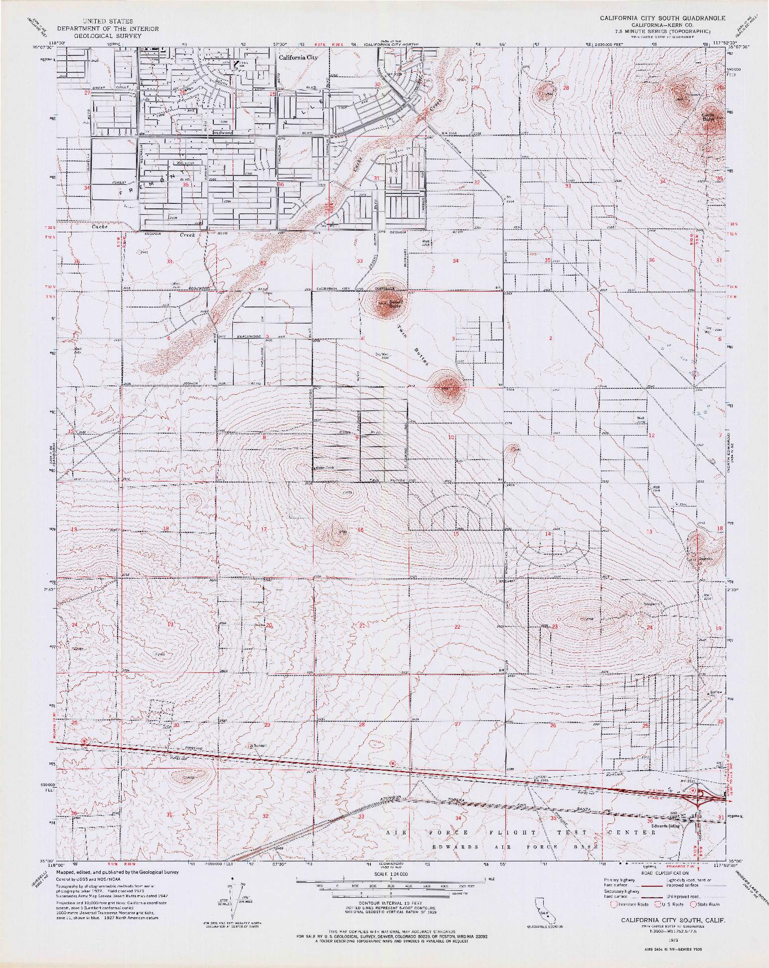 USGS 1:24000-SCALE QUADRANGLE FOR CALIFORNIA CITY SOUTH, CA 1973