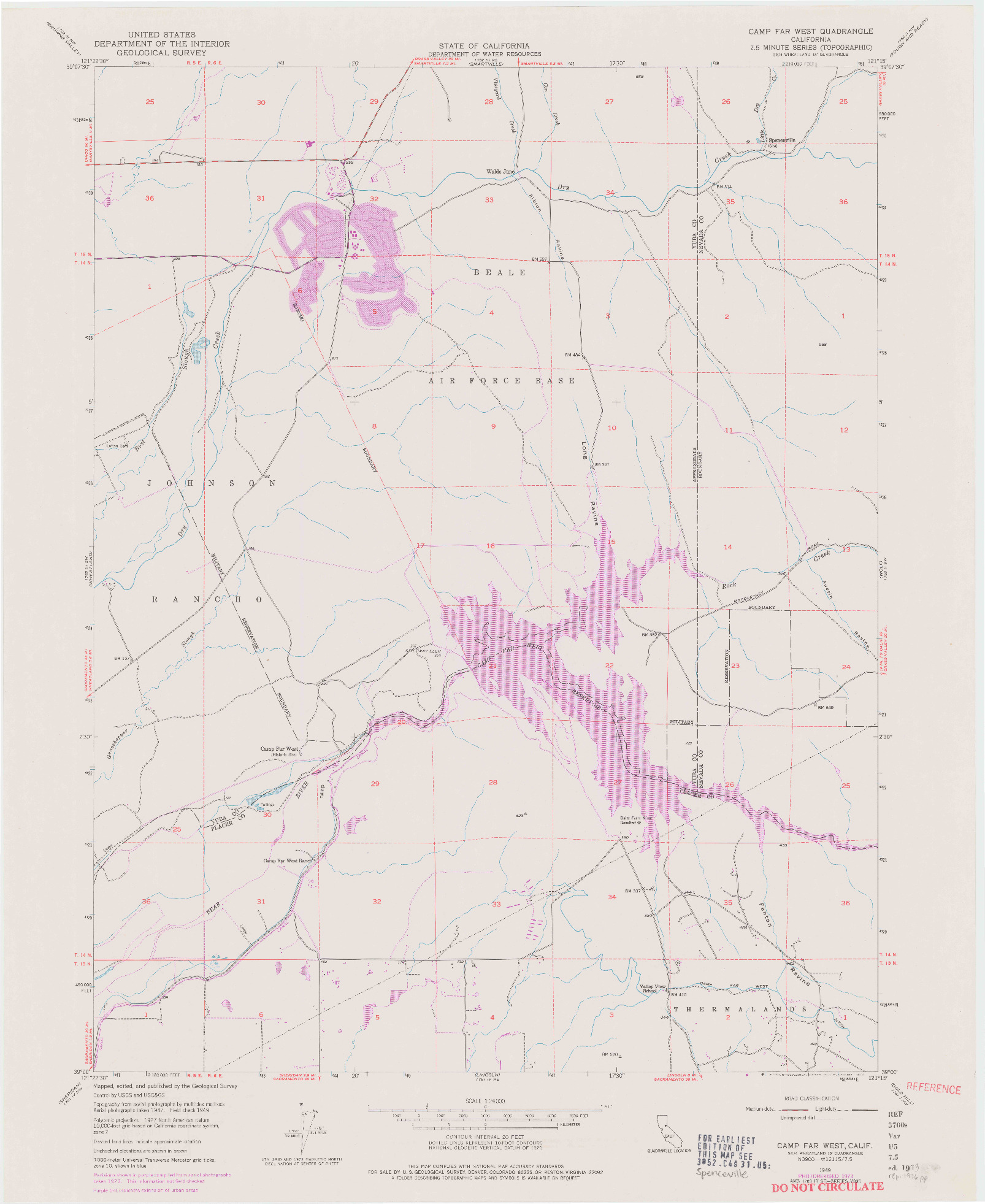 USGS 1:24000-SCALE QUADRANGLE FOR CAMP FAR WEST, CA 1949