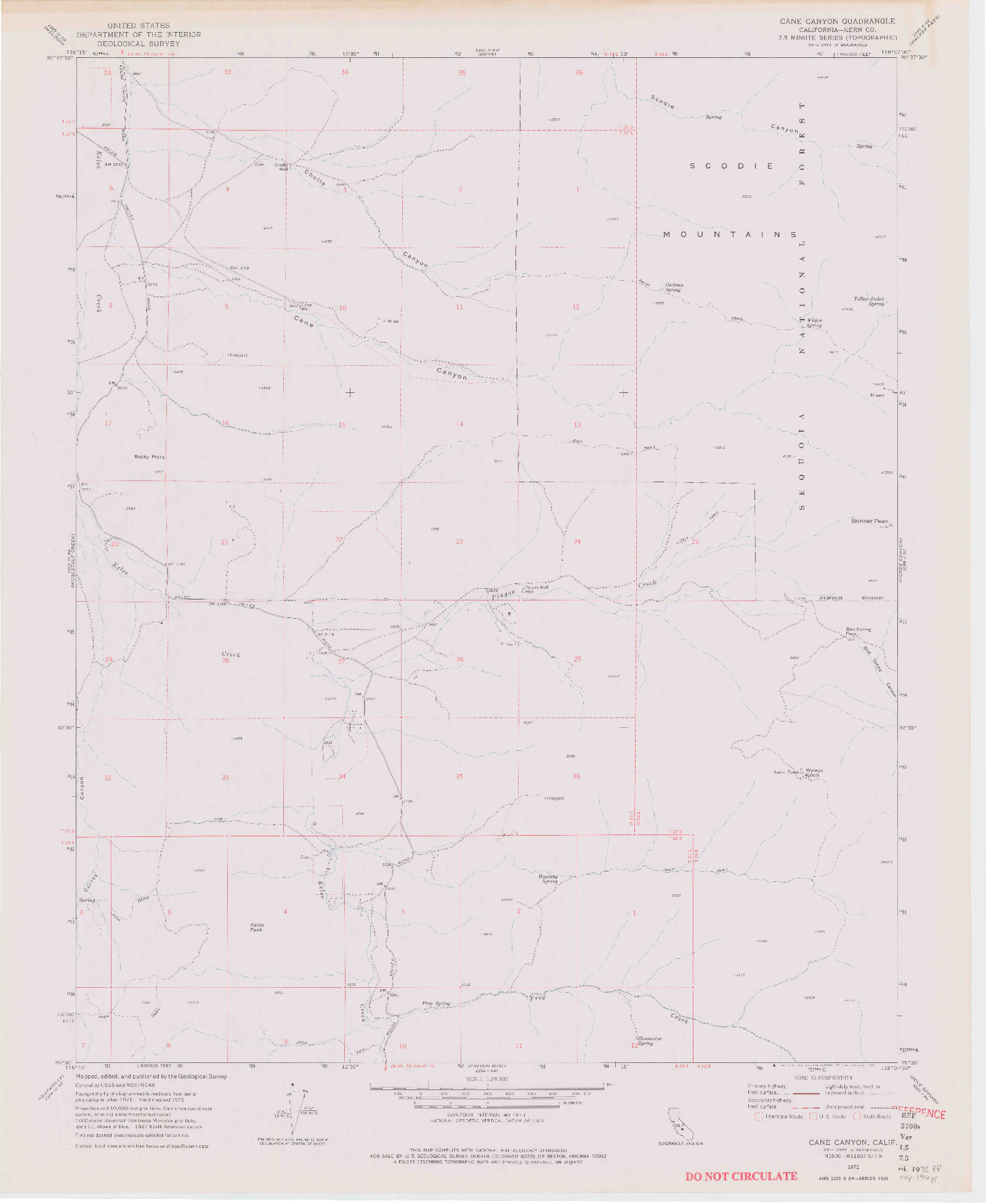 USGS 1:24000-SCALE QUADRANGLE FOR CANE CANYON, CA 1972