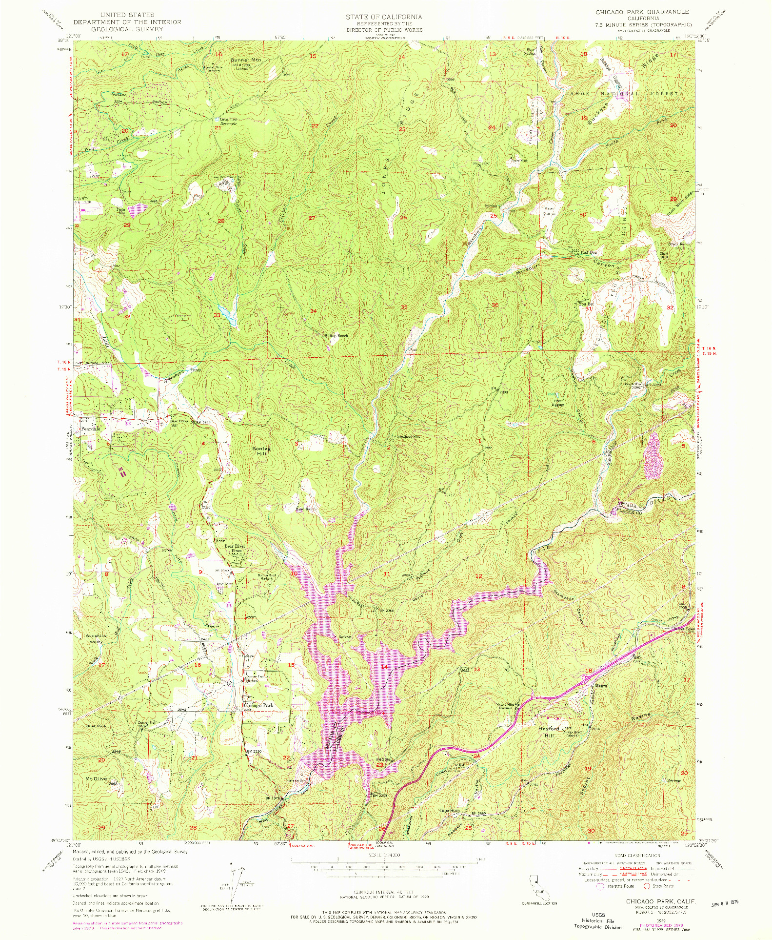 USGS 1:24000-SCALE QUADRANGLE FOR CHICAGO PARK, CA 1949