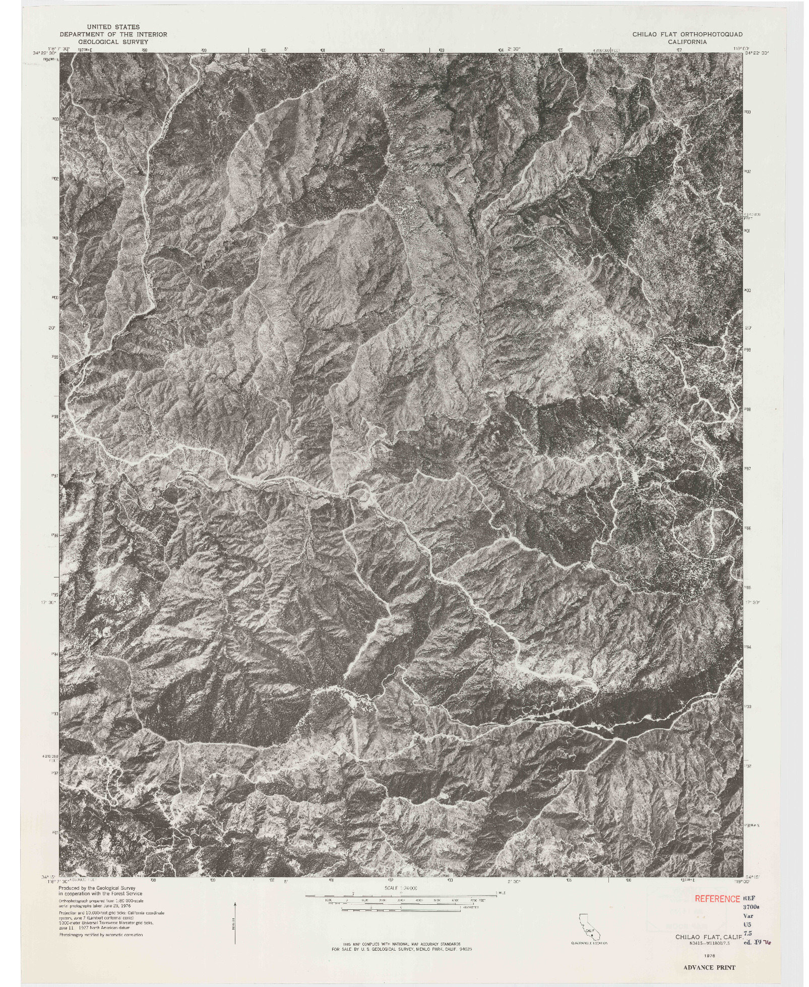 USGS 1:24000-SCALE QUADRANGLE FOR CHILAO FLAT, CA 1976