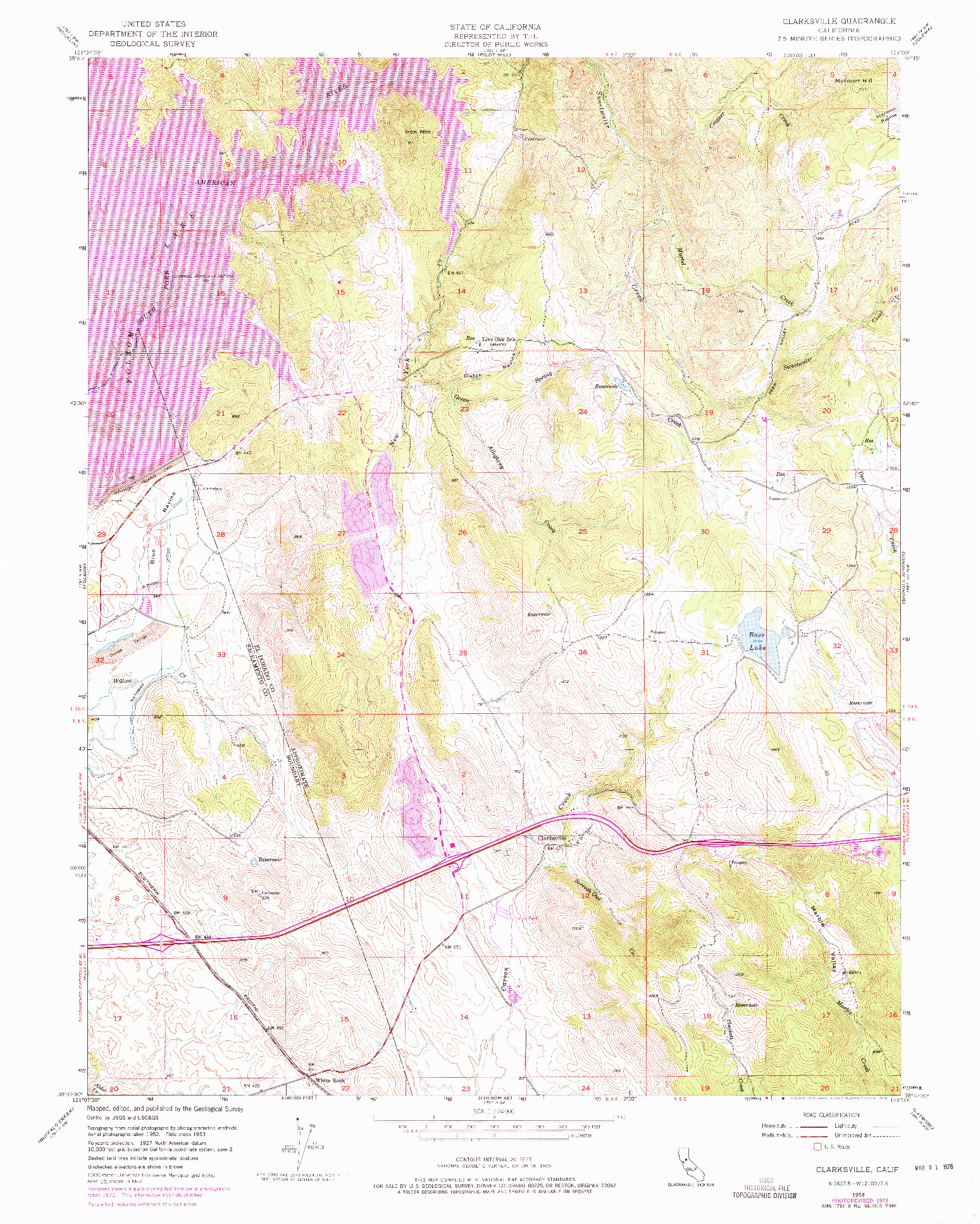 USGS 1:24000-SCALE QUADRANGLE FOR CLARKSVILLE, CA 1953