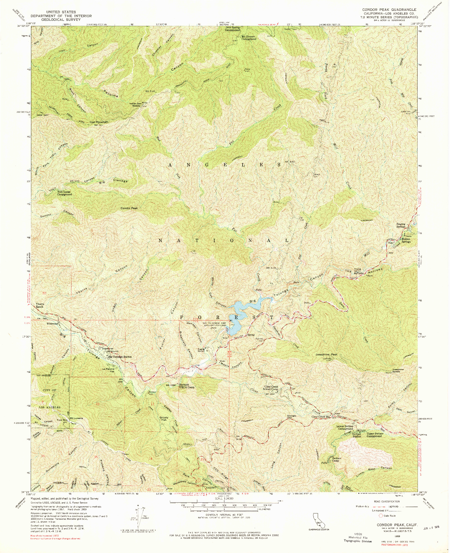 USGS 1:24000-SCALE QUADRANGLE FOR CONDOR PEAK, CA 1959