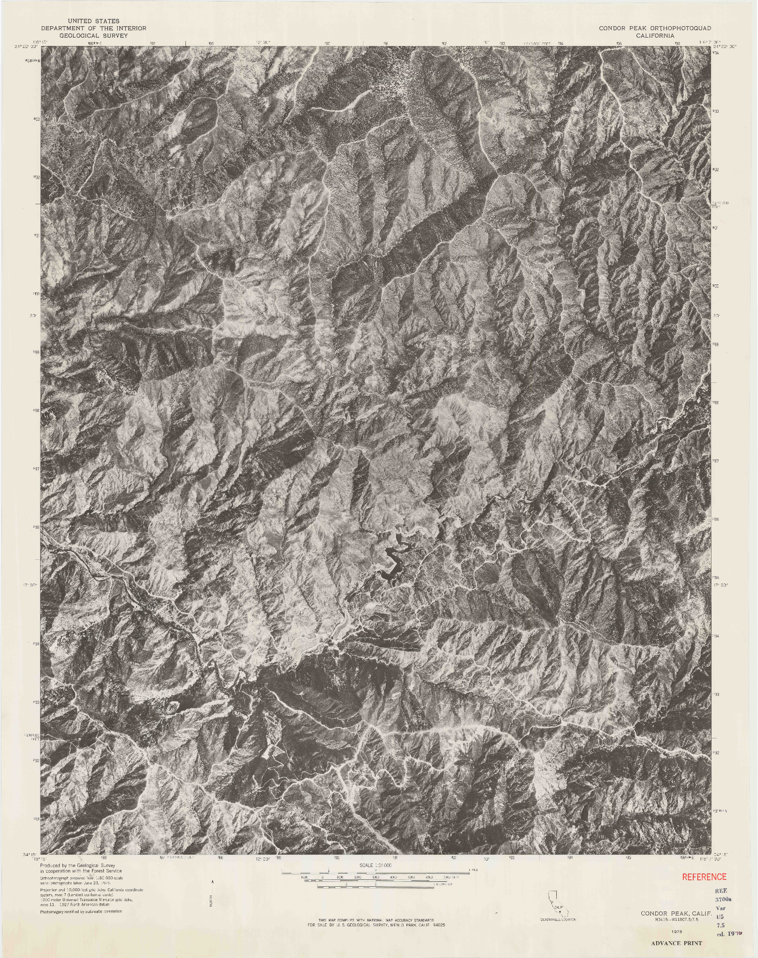 USGS 1:24000-SCALE QUADRANGLE FOR CONDOR PEAK, CA 1976