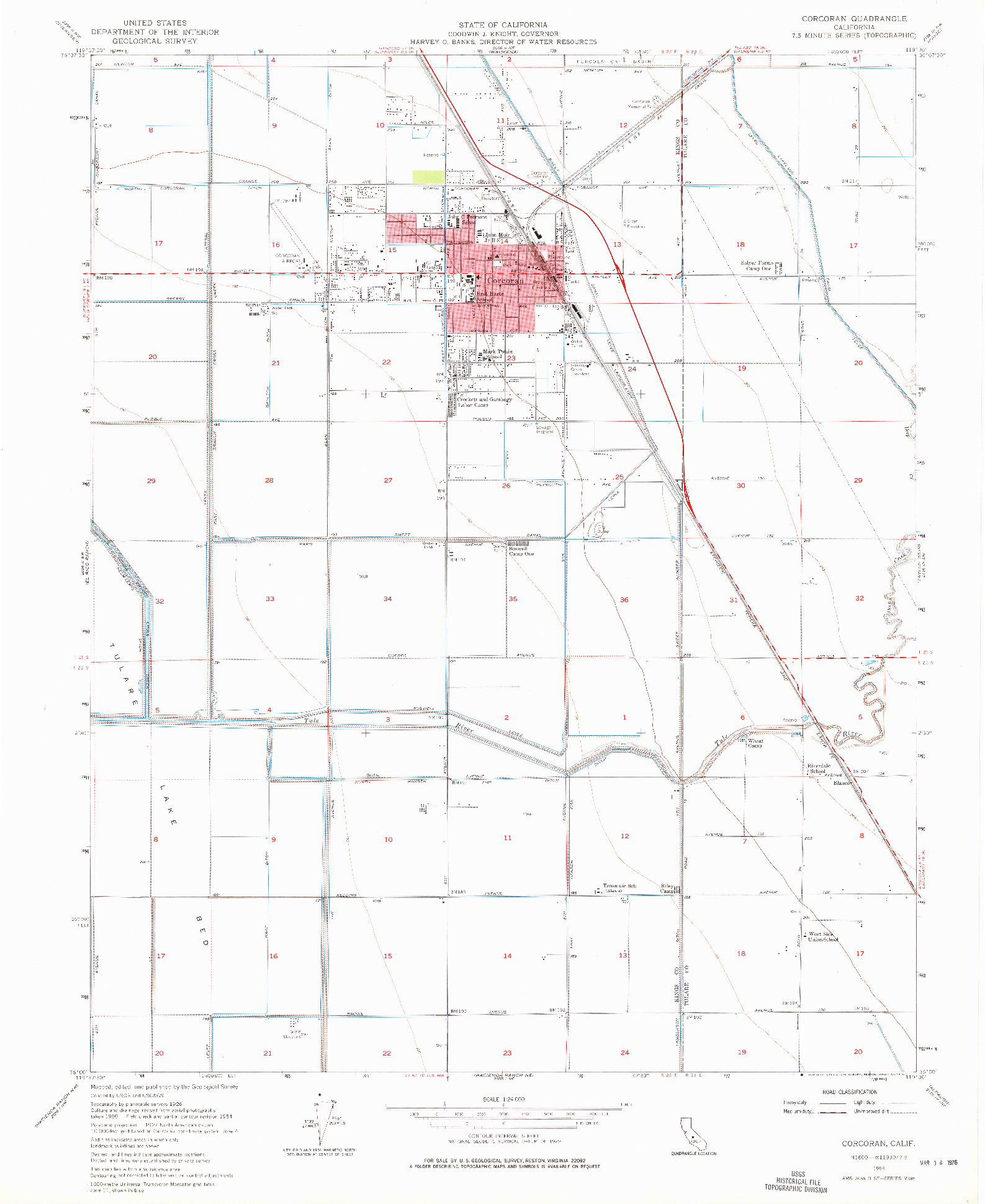 USGS 1:24000-SCALE QUADRANGLE FOR CORCORAN, CA 1954