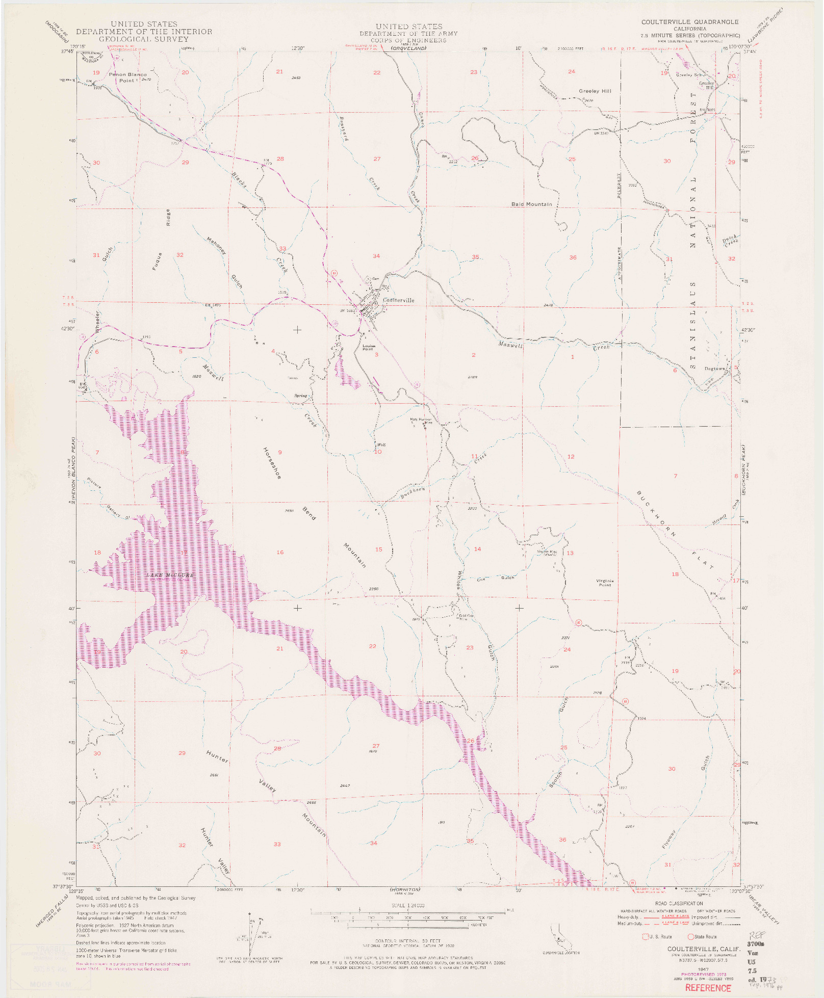 USGS 1:24000-SCALE QUADRANGLE FOR COULTERVILLE, CA 1947