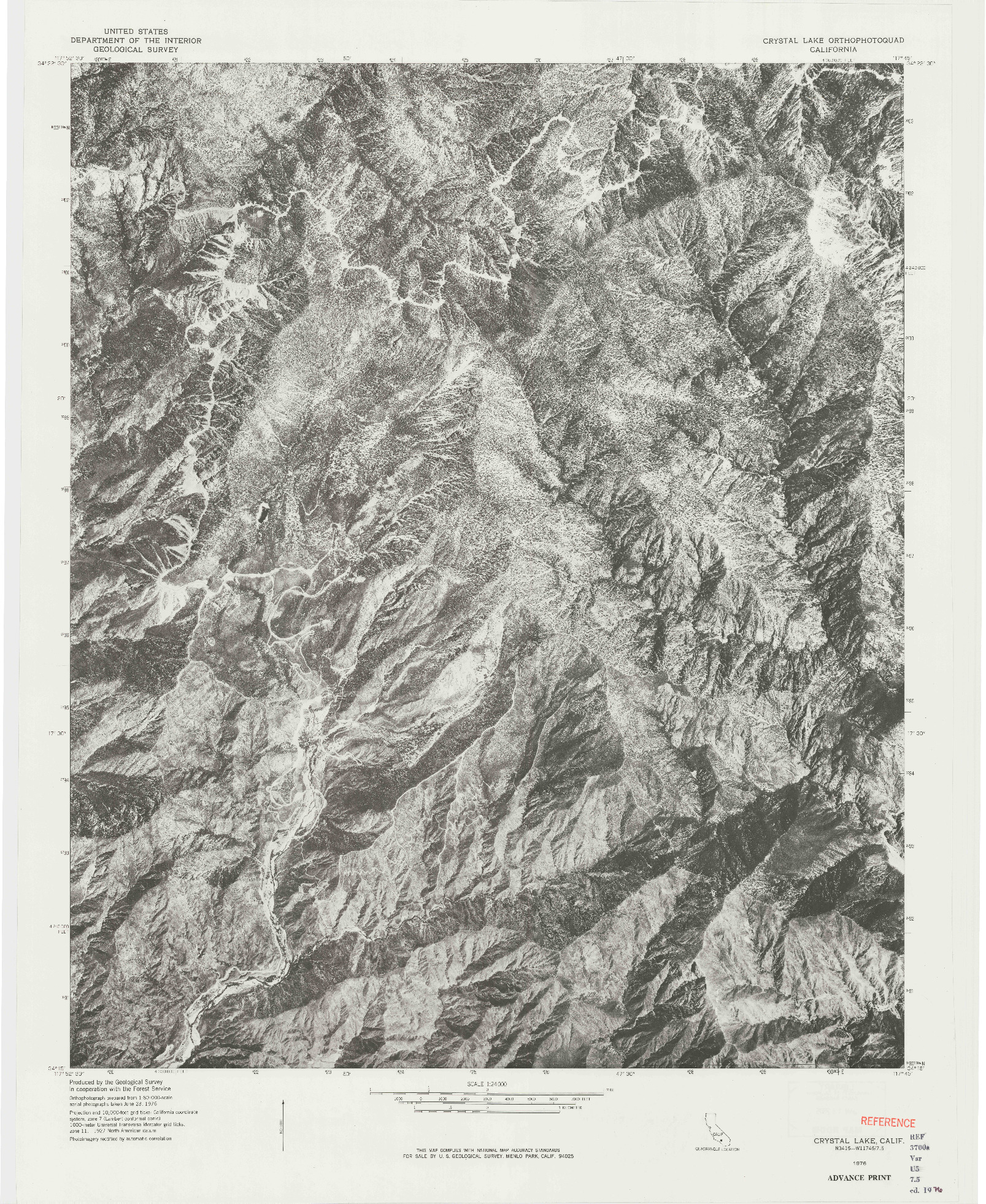 USGS 1:24000-SCALE QUADRANGLE FOR CRYSTAL LAKE, CA 1976