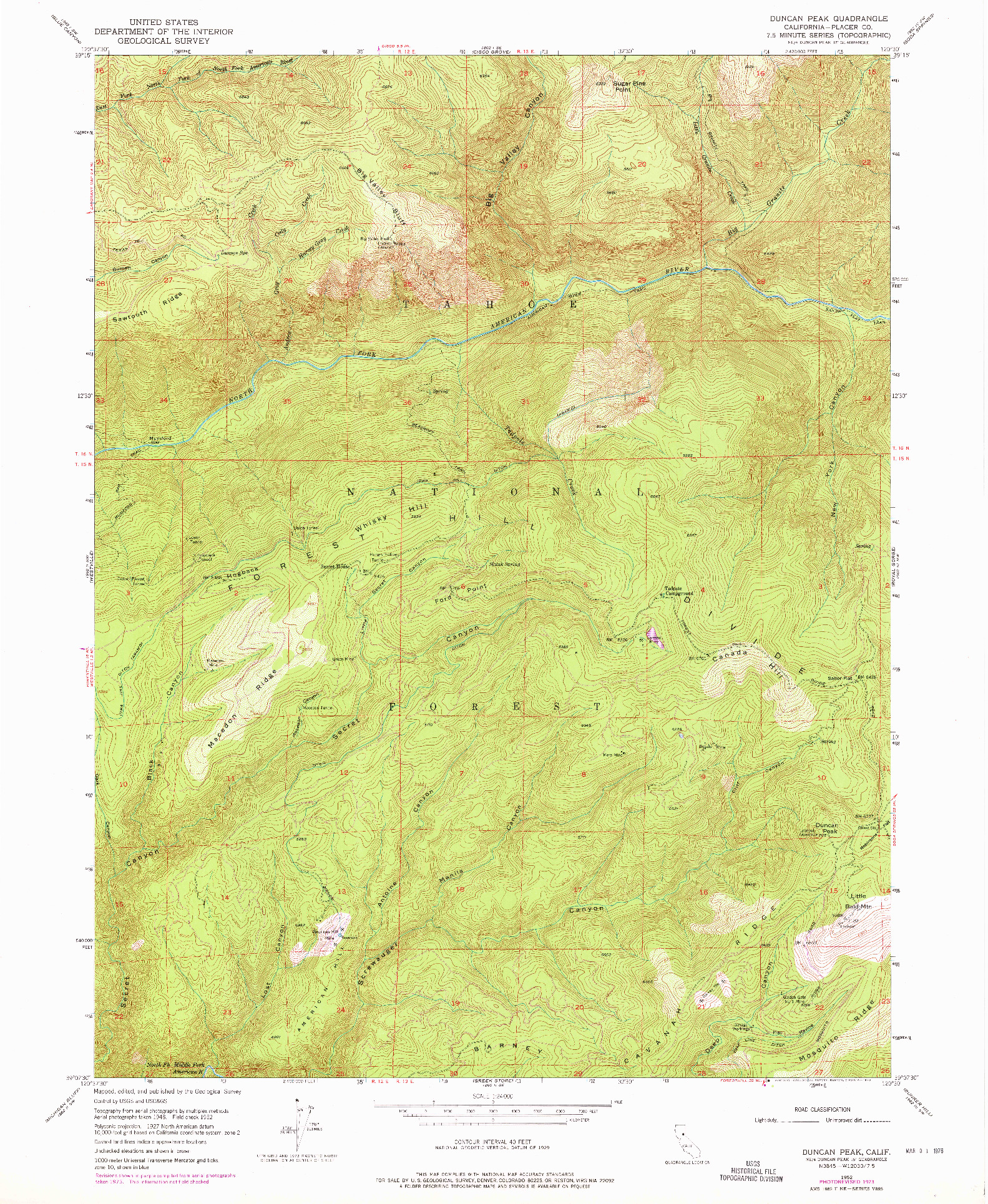 USGS 1:24000-SCALE QUADRANGLE FOR DUNCAN PEAK, CA 1952