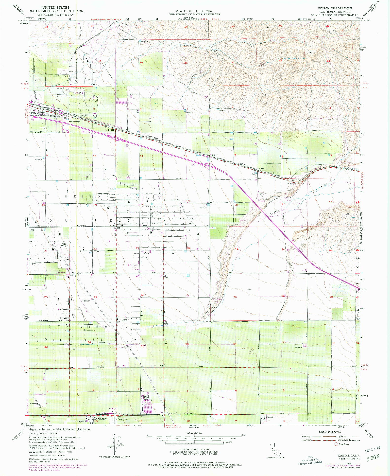 USGS 1:24000-SCALE QUADRANGLE FOR EDISON, CA 1954