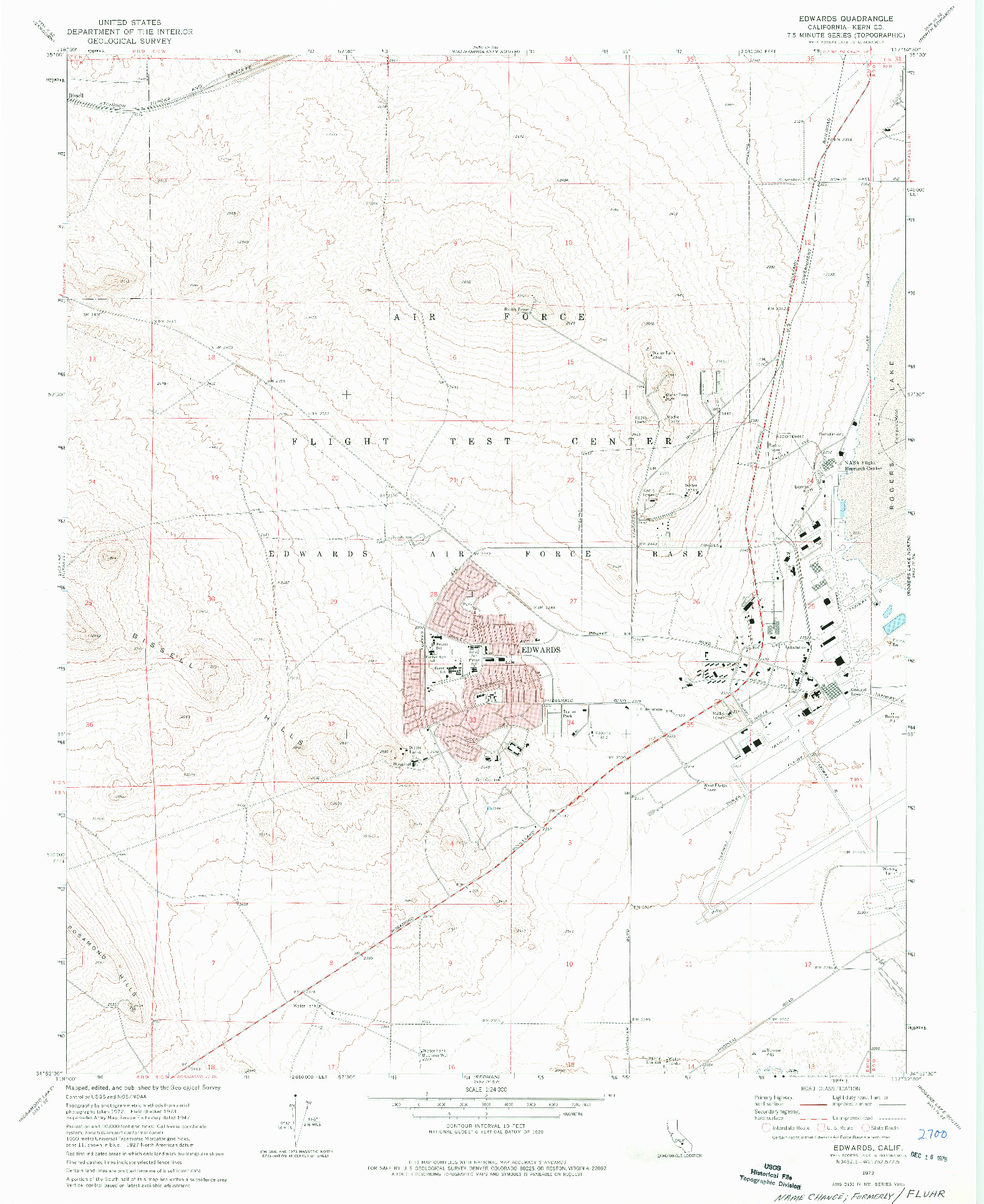 USGS 1:24000-SCALE QUADRANGLE FOR EDWARDS, CA 1973