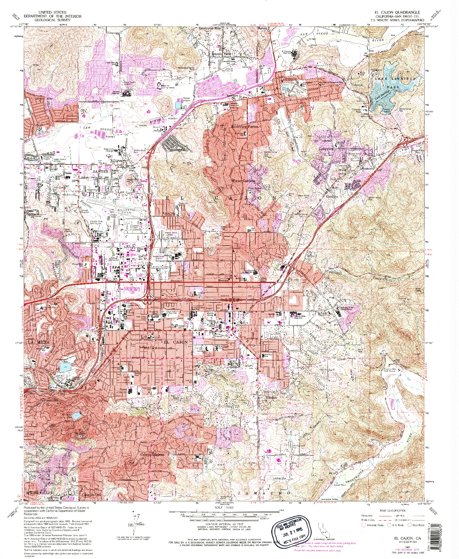 USGS 1:24000-SCALE QUADRANGLE FOR EL CAJON, CA 1967