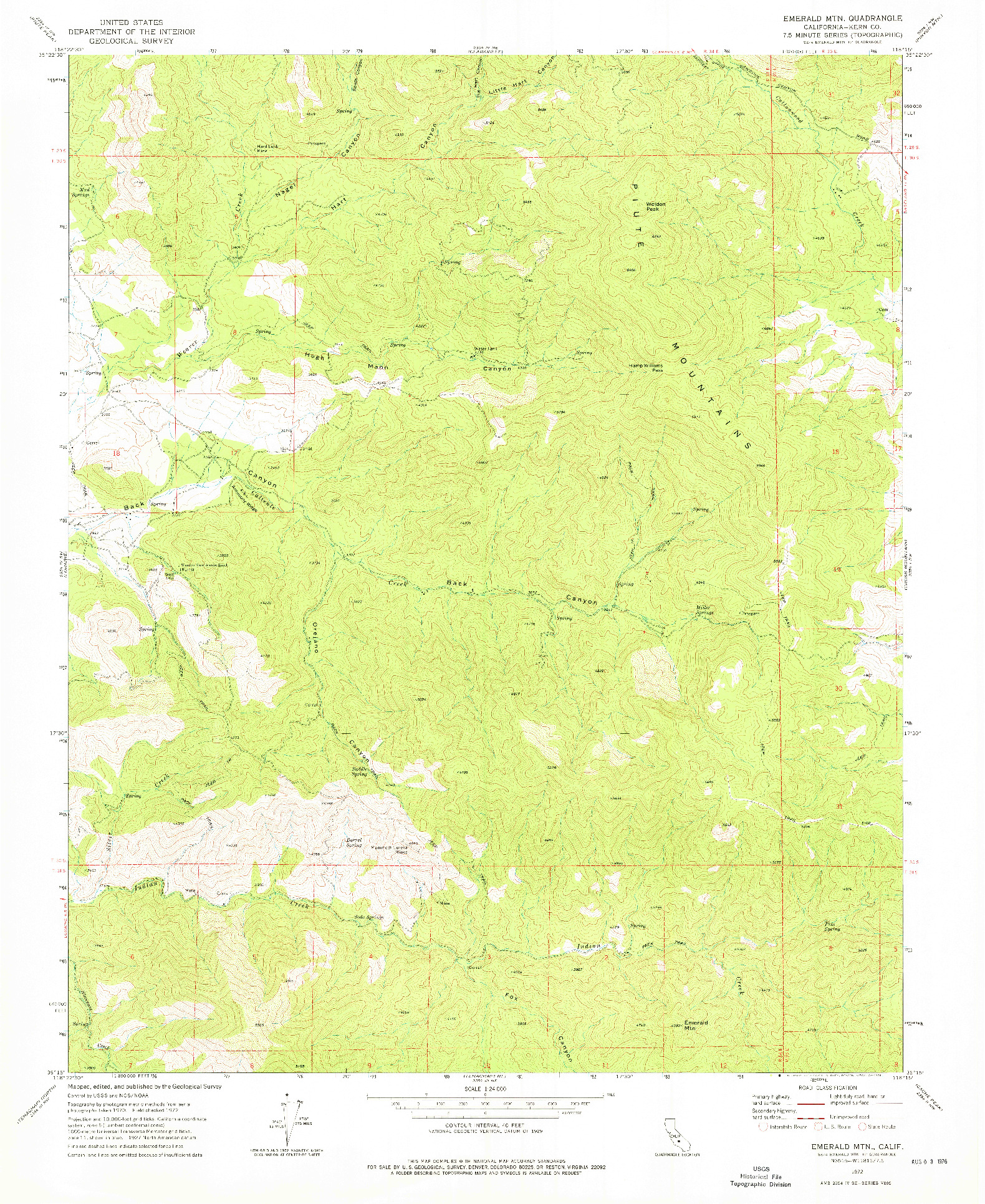 USGS 1:24000-SCALE QUADRANGLE FOR EMERALD MTN, CA 1972