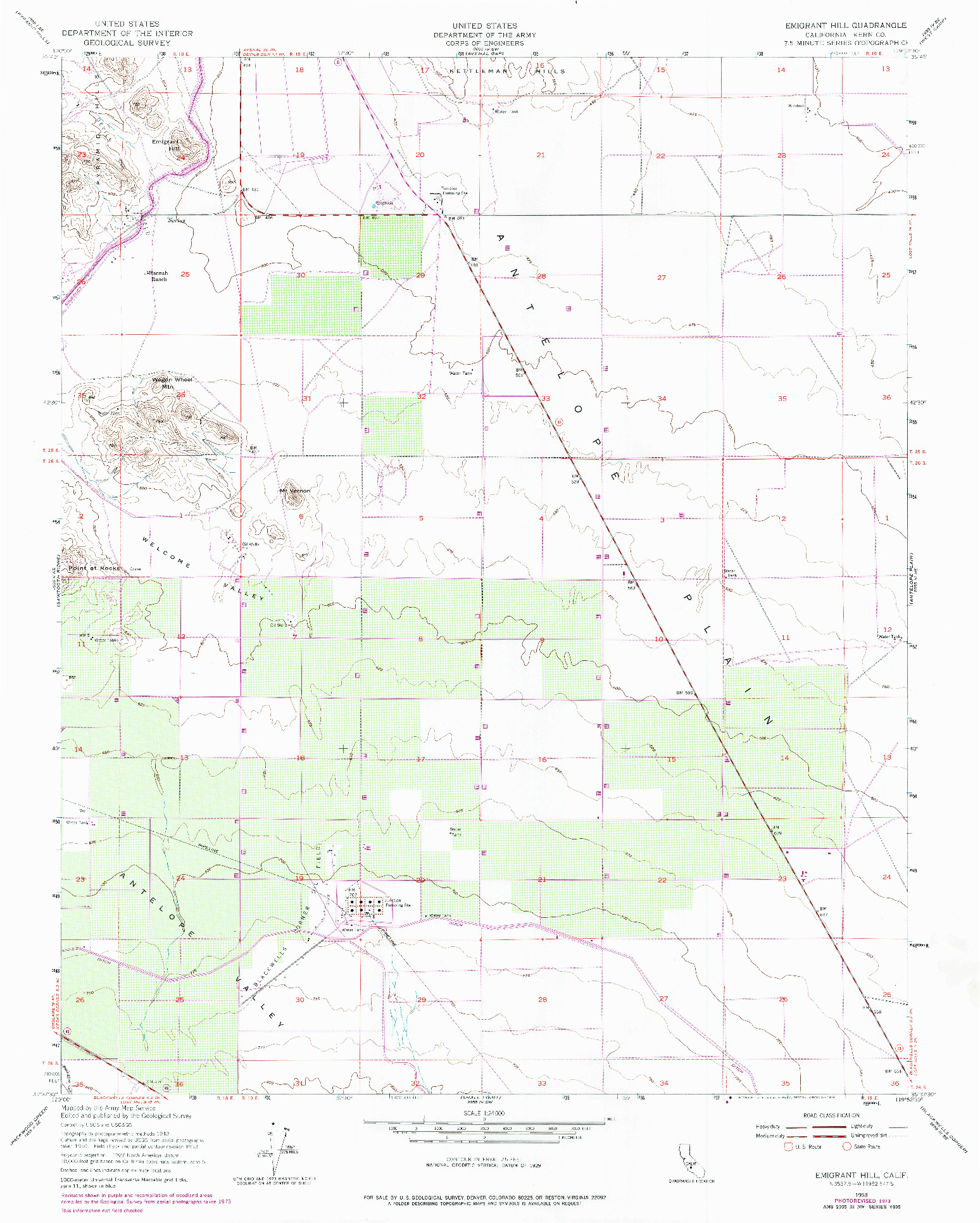 USGS 1:24000-SCALE QUADRANGLE FOR EMIGRANT HILL, CA 1953