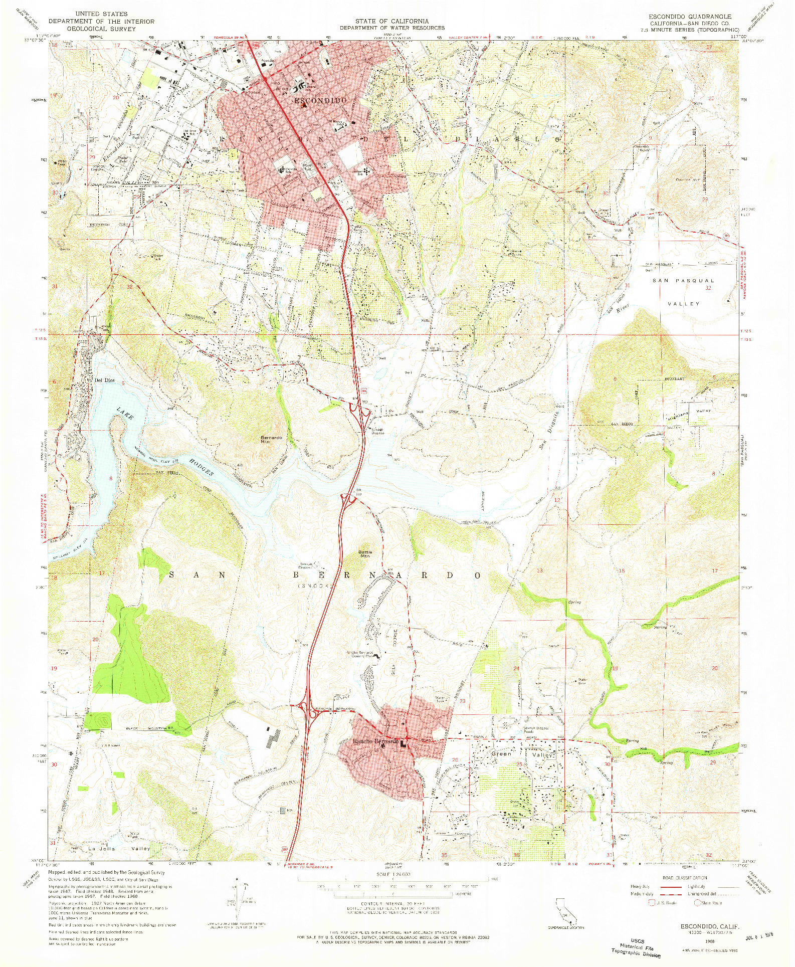 USGS 1:24000-SCALE QUADRANGLE FOR ESCONDIDO, CA 1968