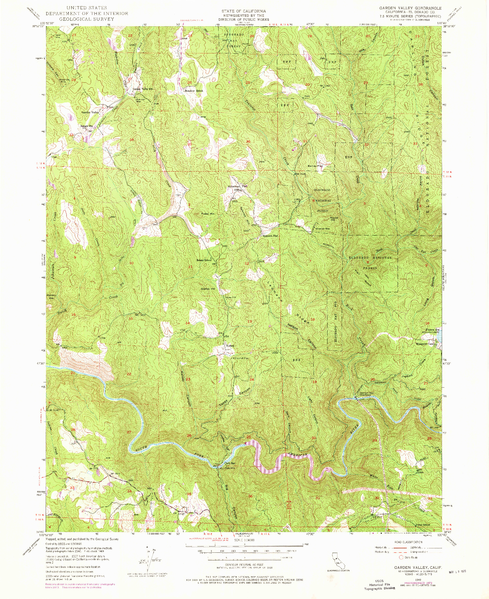 USGS 1:24000-SCALE QUADRANGLE FOR GARDEN VALLEY, CA 1949